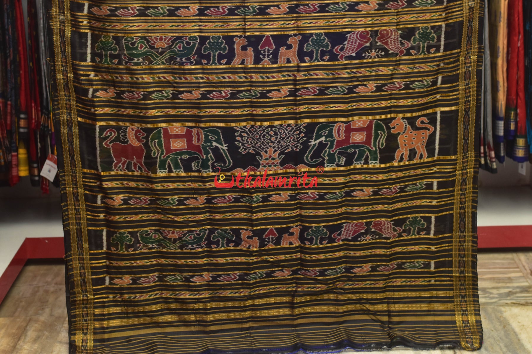 Blue Dot Border Nabakothi Silk Saree