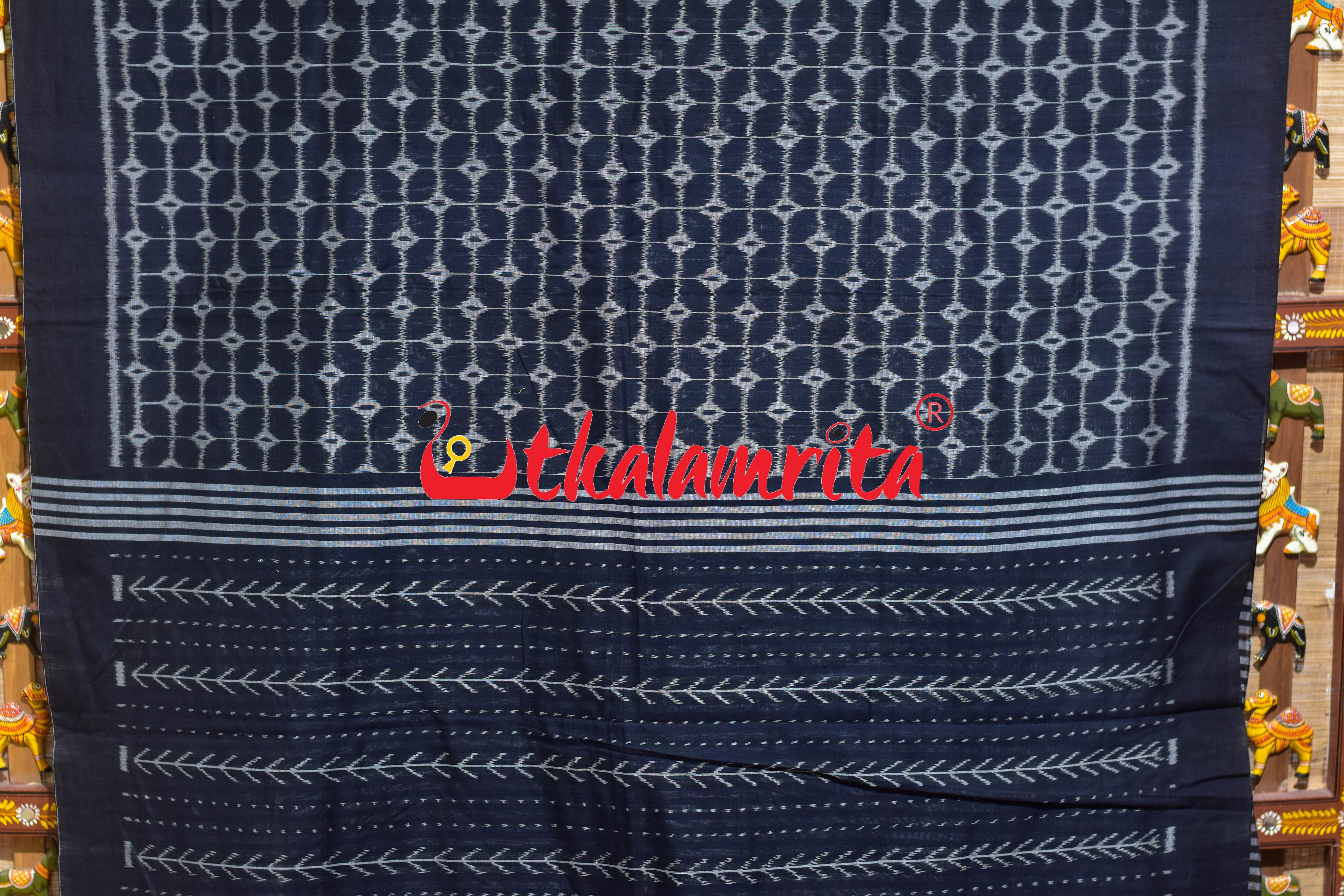 Black Chessboard Khandua Cotton Saree