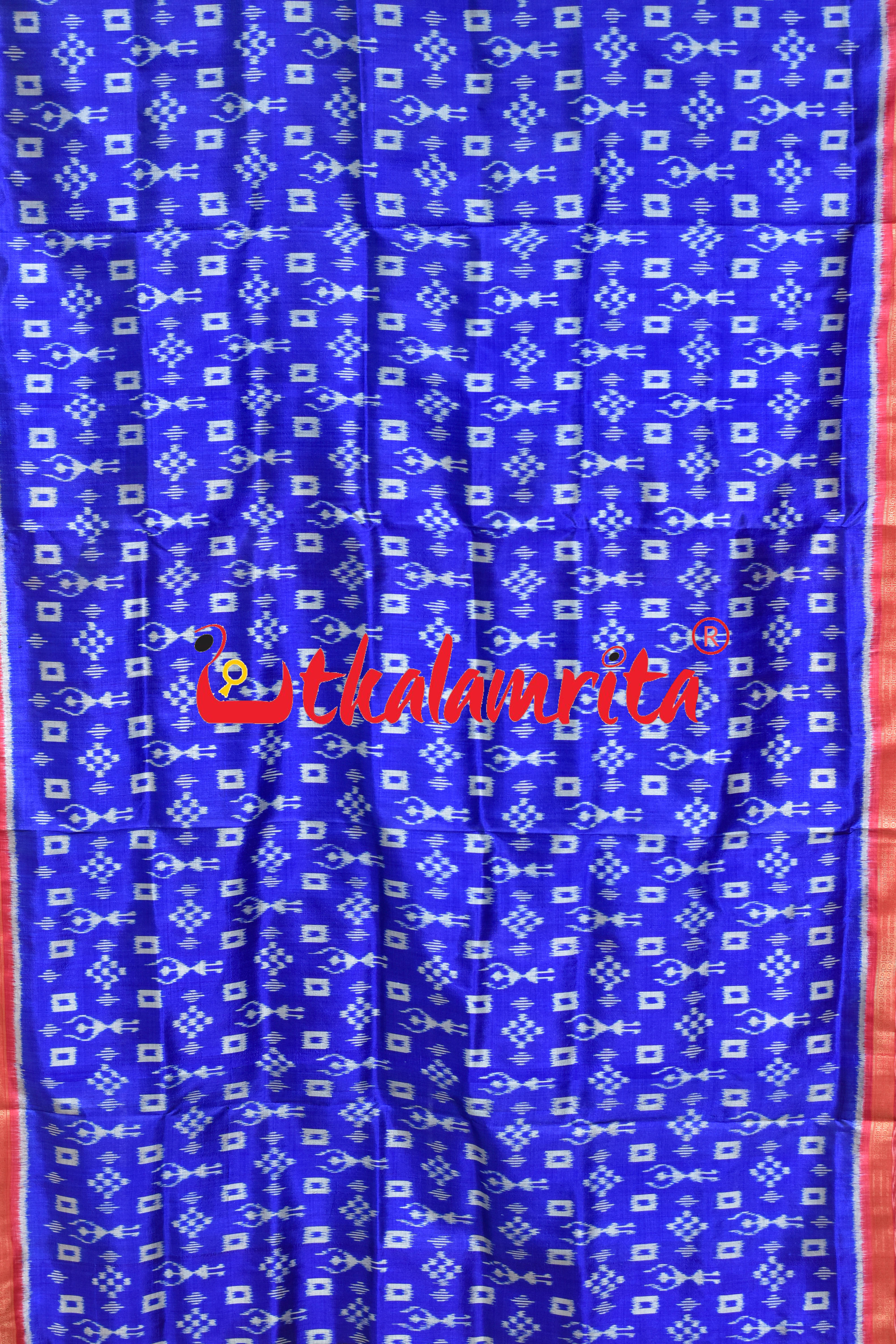 Blue Red Tribal Pasapali Khandua Silk Saree