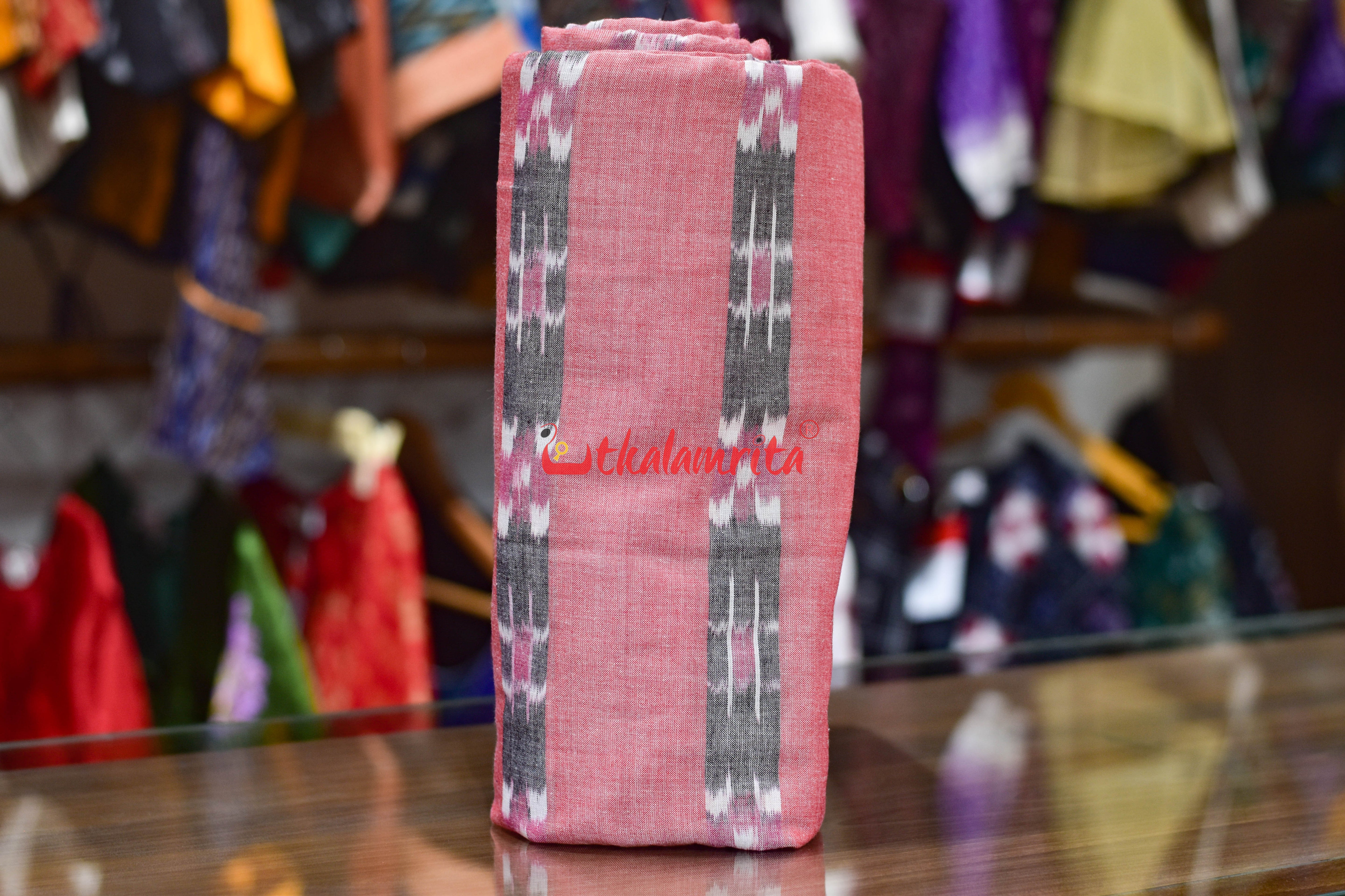 Peach Body Grey Lines Pasapali Cotton (Fabric)