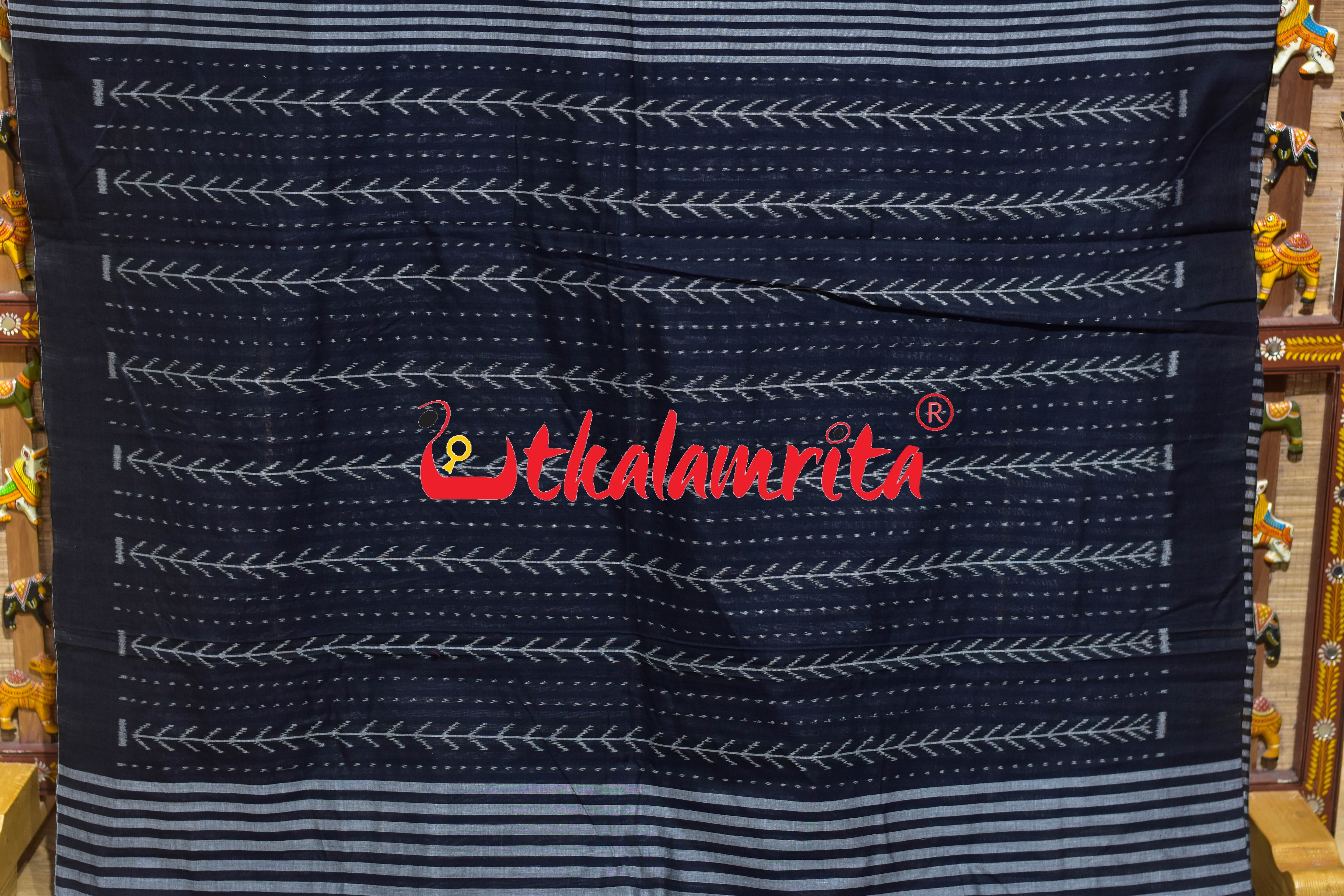 Black Chessboard Khandua Cotton Saree