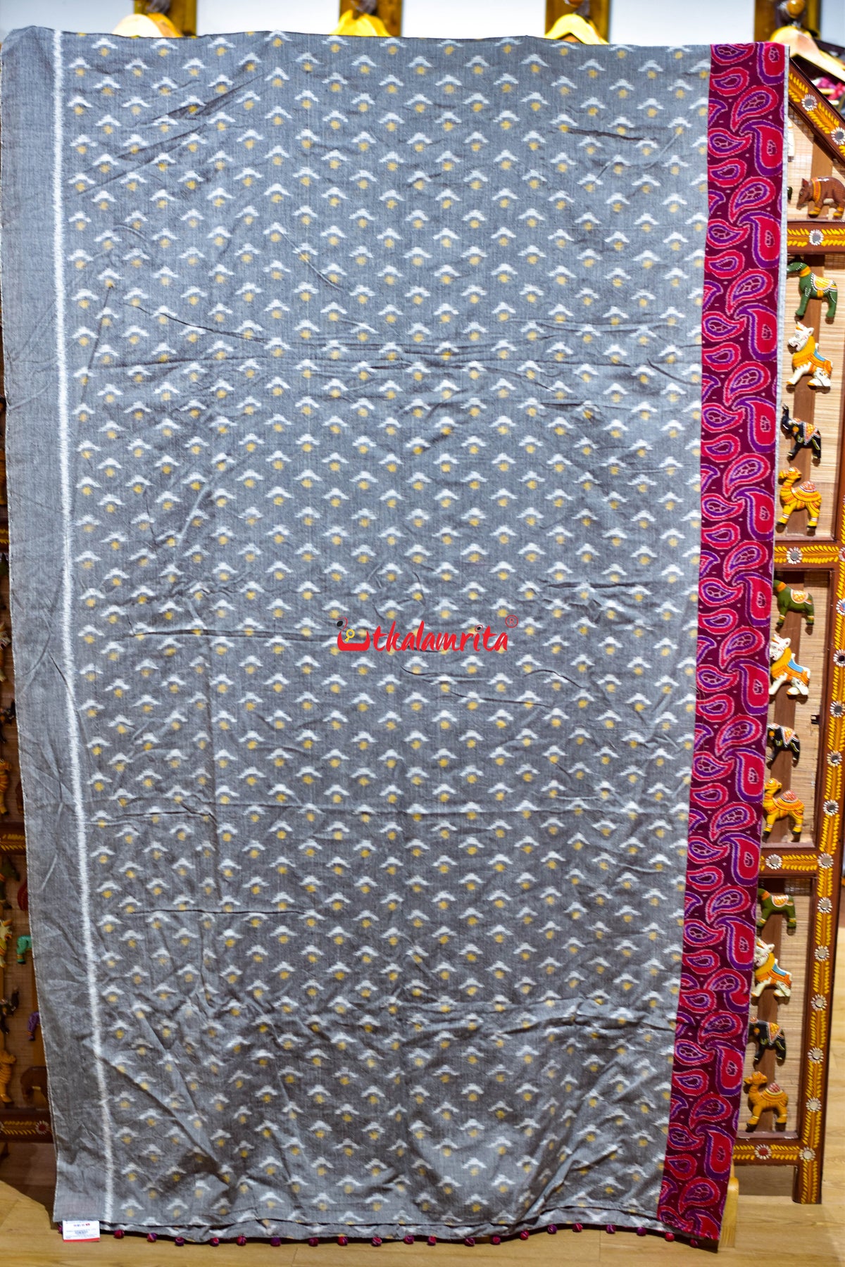 Grey Yellow Chandrika Maroon Amba Kasi Designer Saree