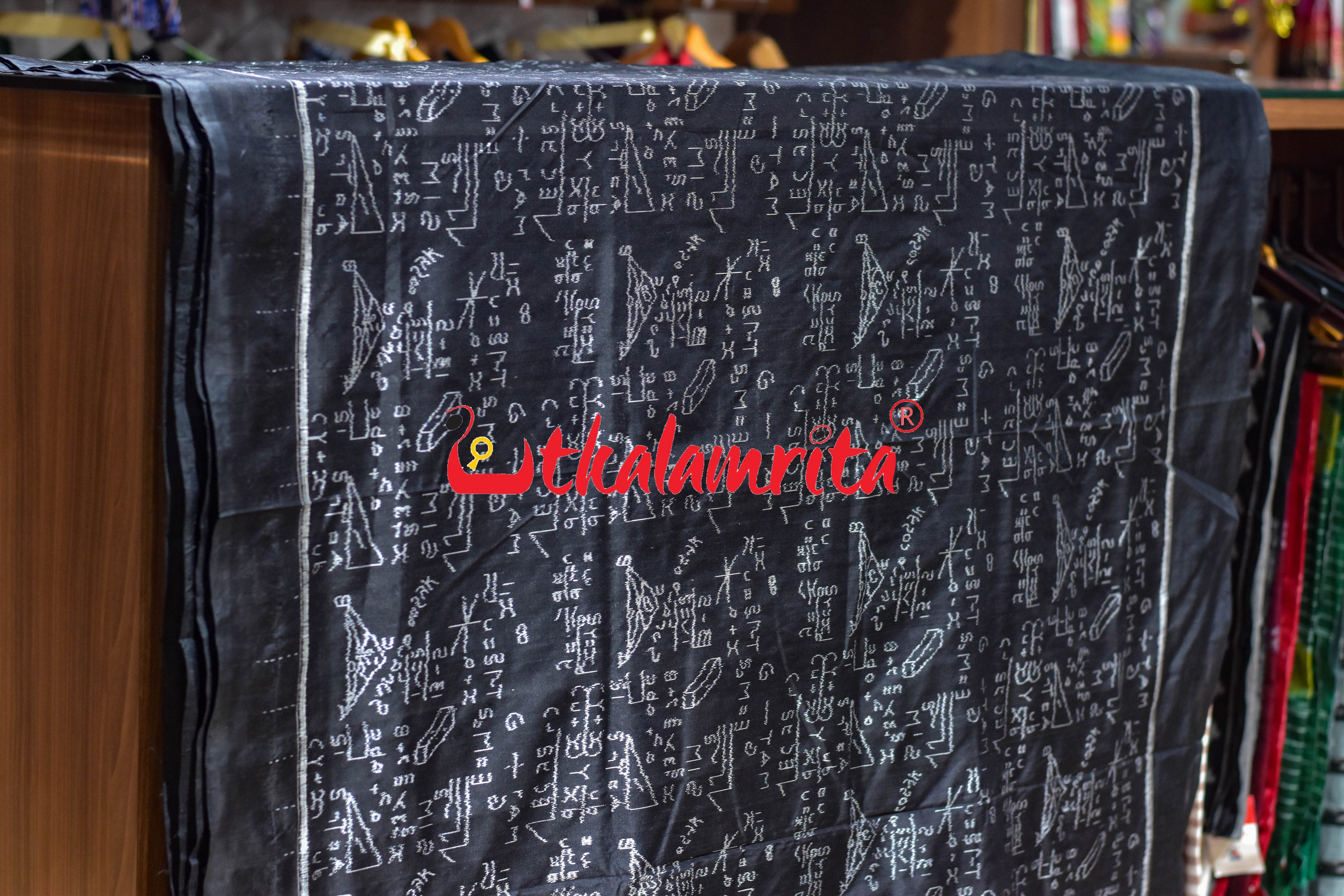 Black Shri Ganeet Mathematics Silk (Fabric)