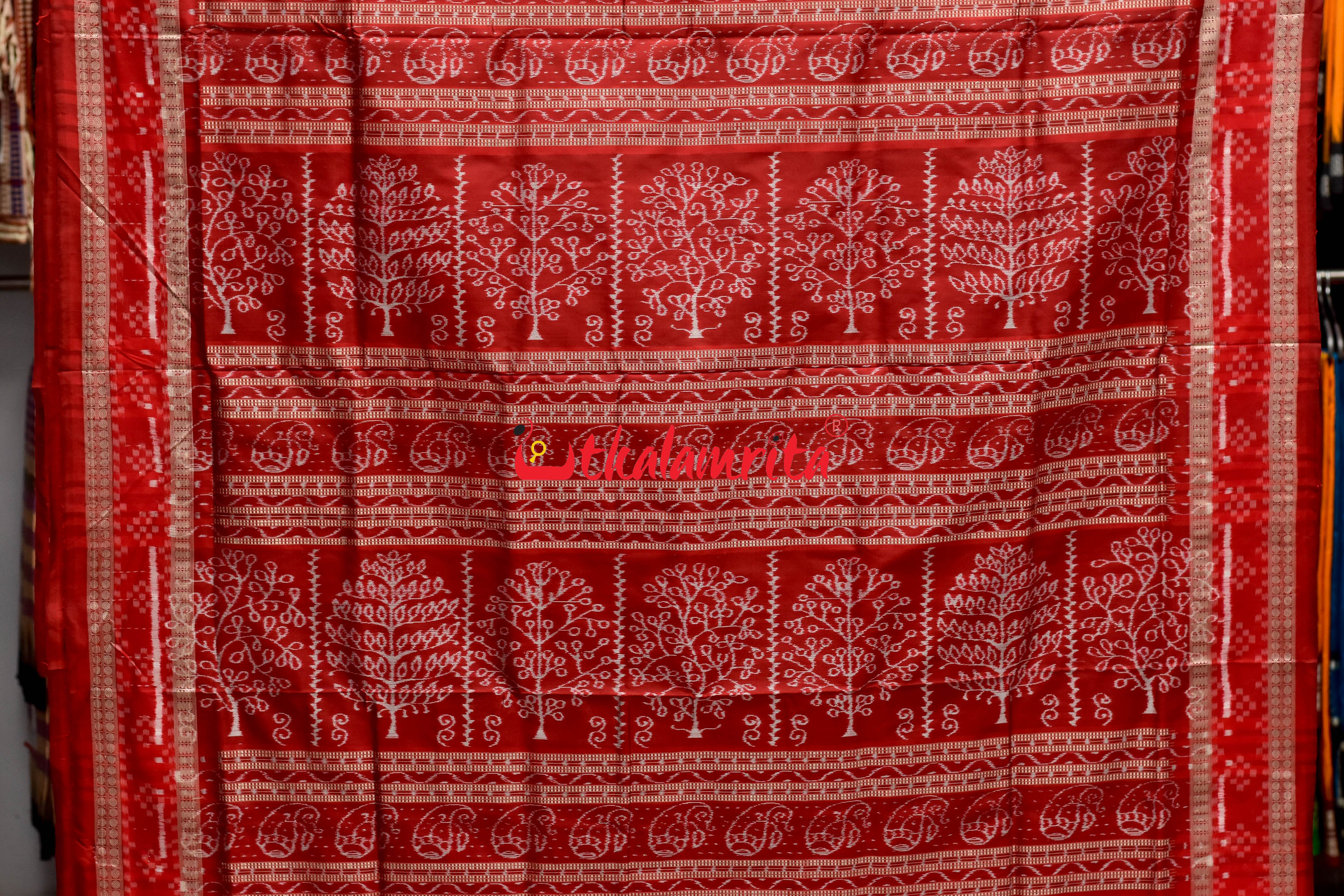 Sea Green Kadha Pasapali Border Sambalpuri Silk