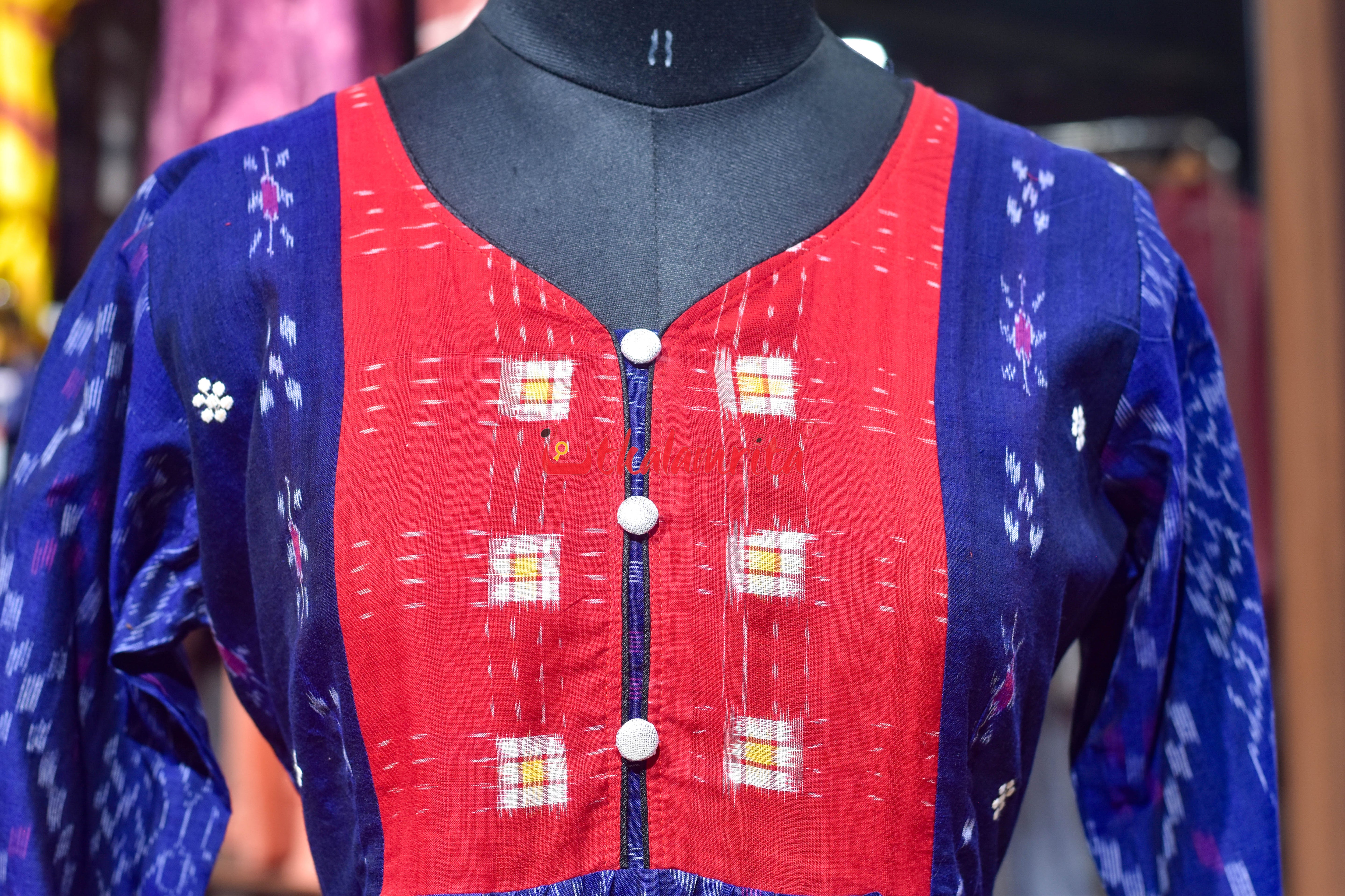 Blue Ember Ikat Charm (Ladies Kurti)