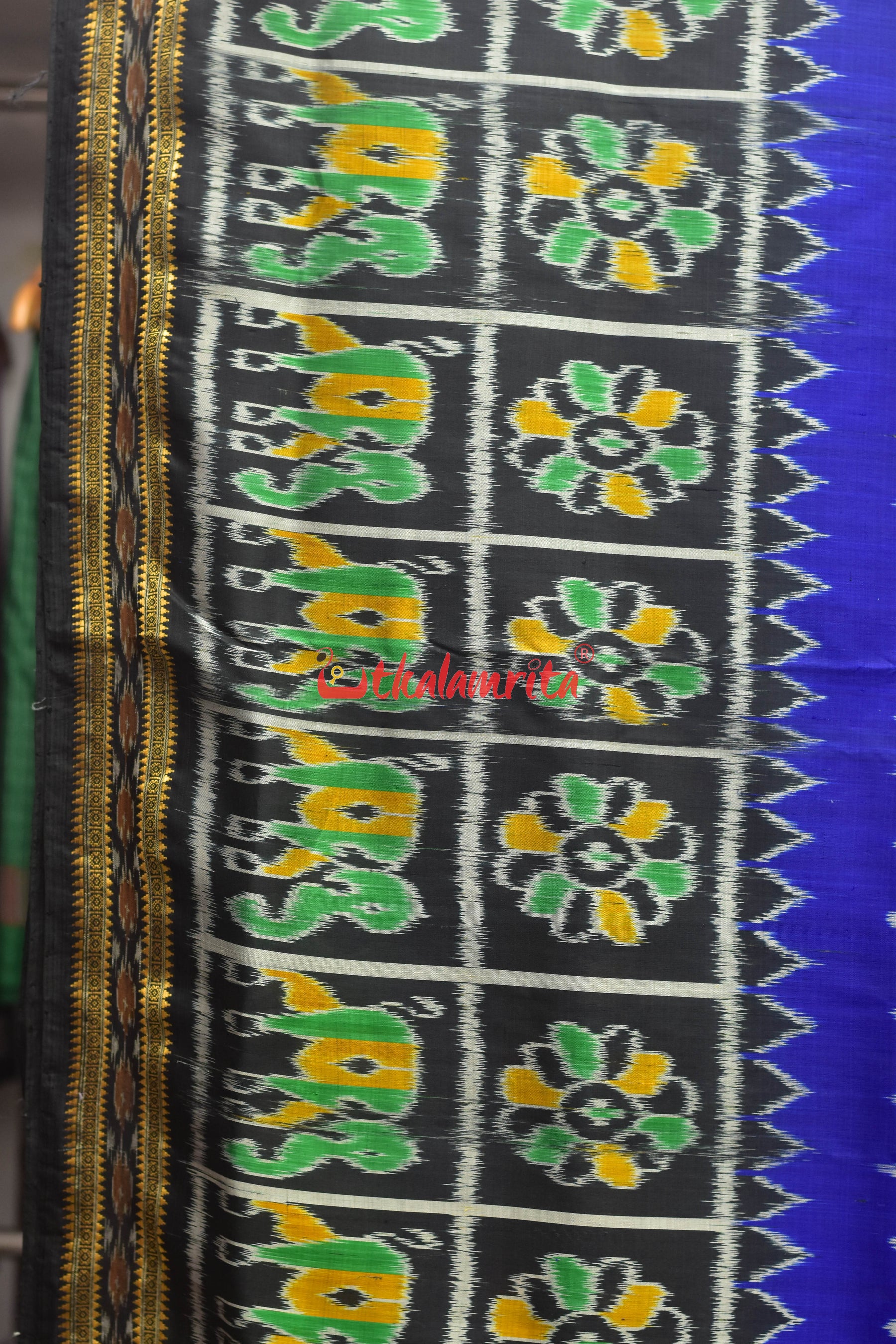 Blue Dot Border Nabakothi Silk Saree