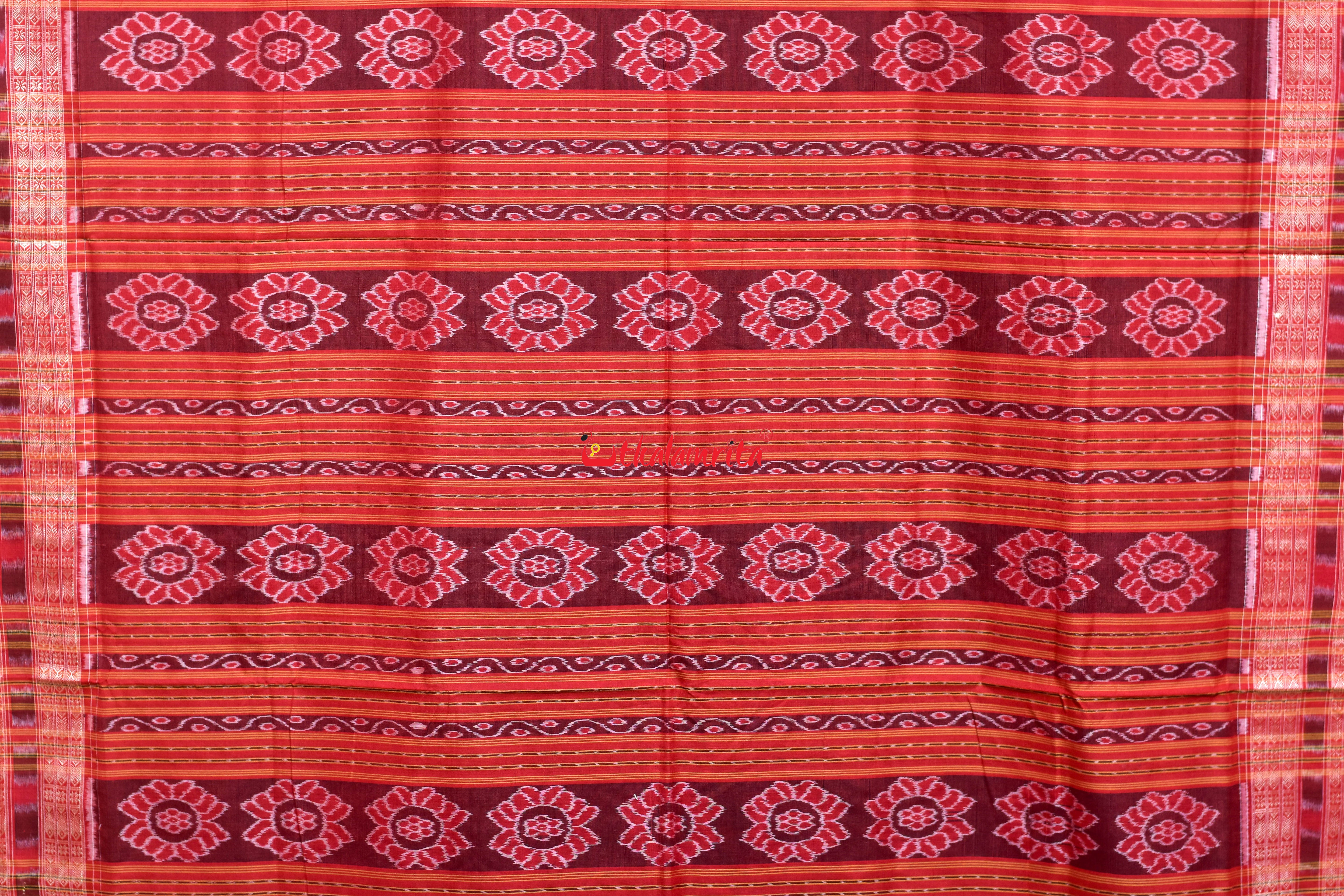 Black Red House Tribal Sambalpuri Cotton Saree
