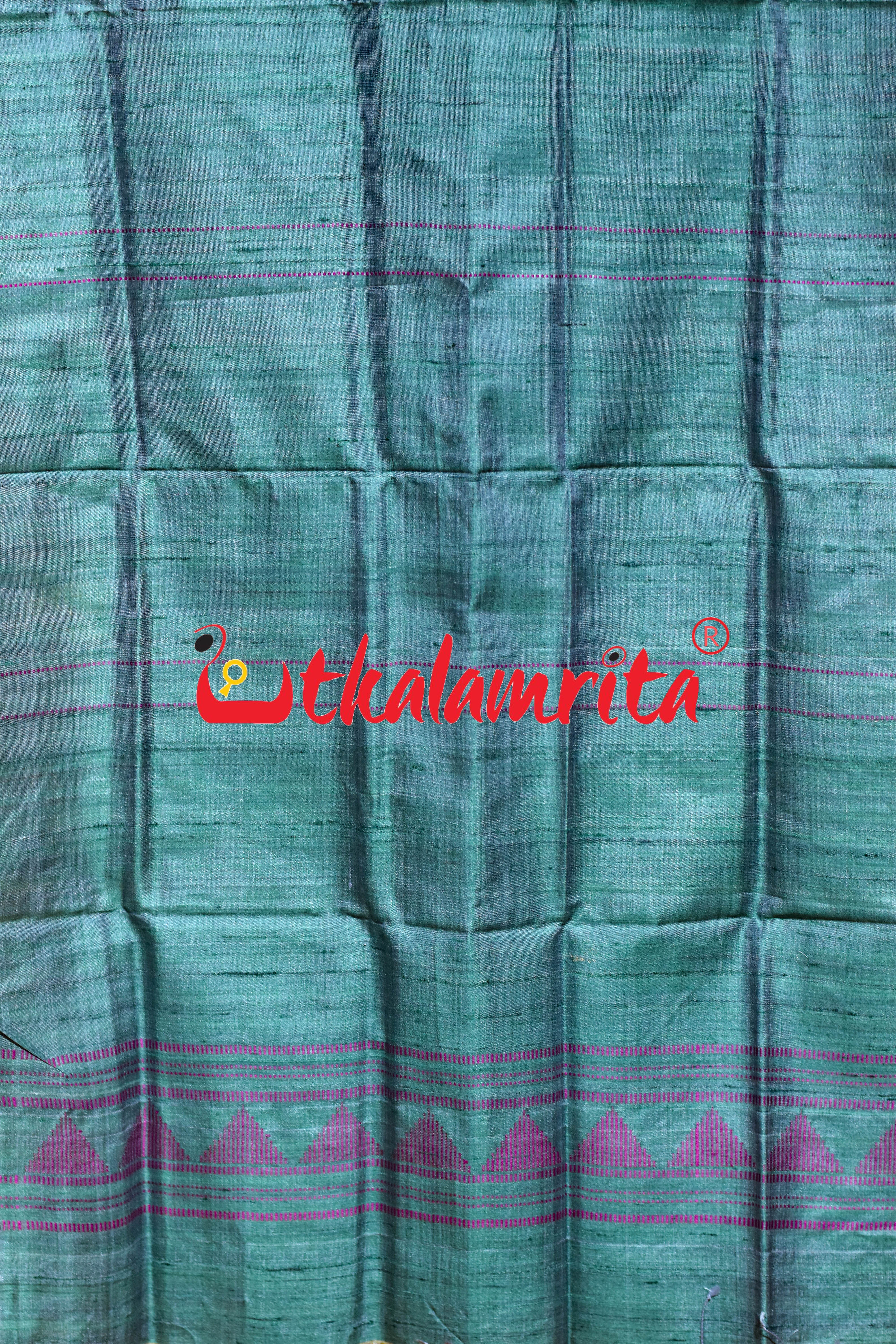 Sea Green Pink Dongria Tussar Silk (Stole)