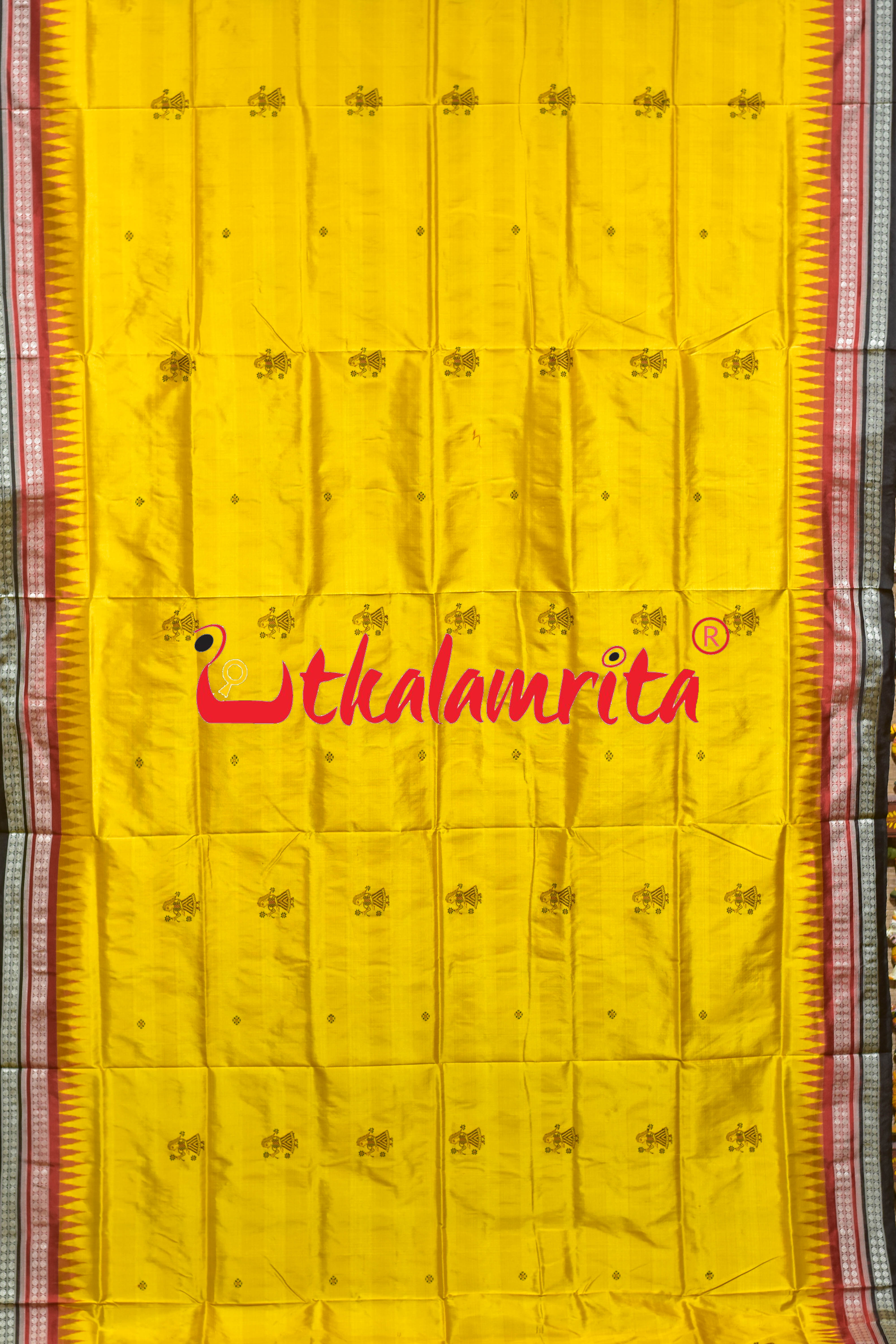 Mustard Double Border Doll Bomkai Silk