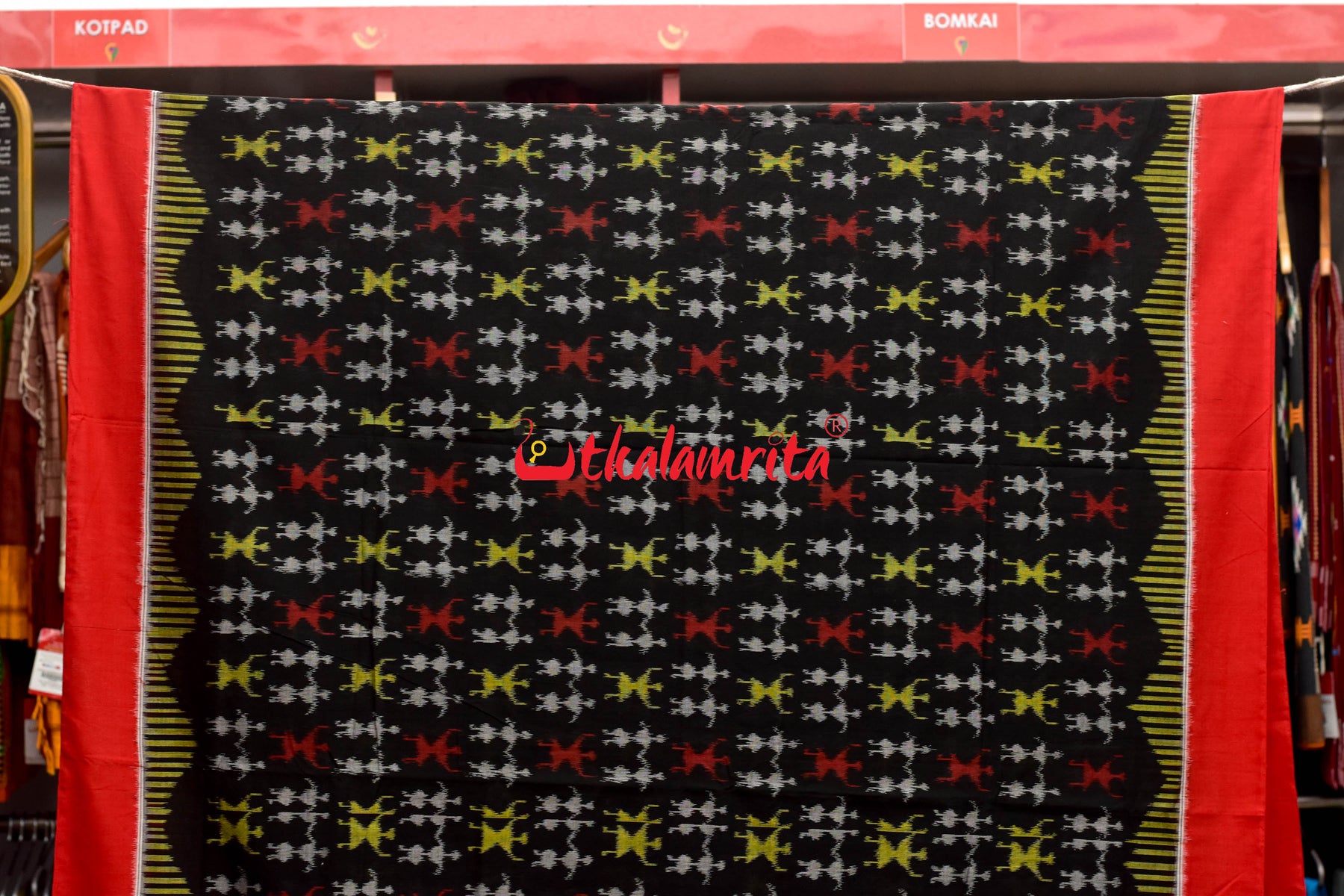 Borderless Tribal Black Sambalpuri Cotton Saree