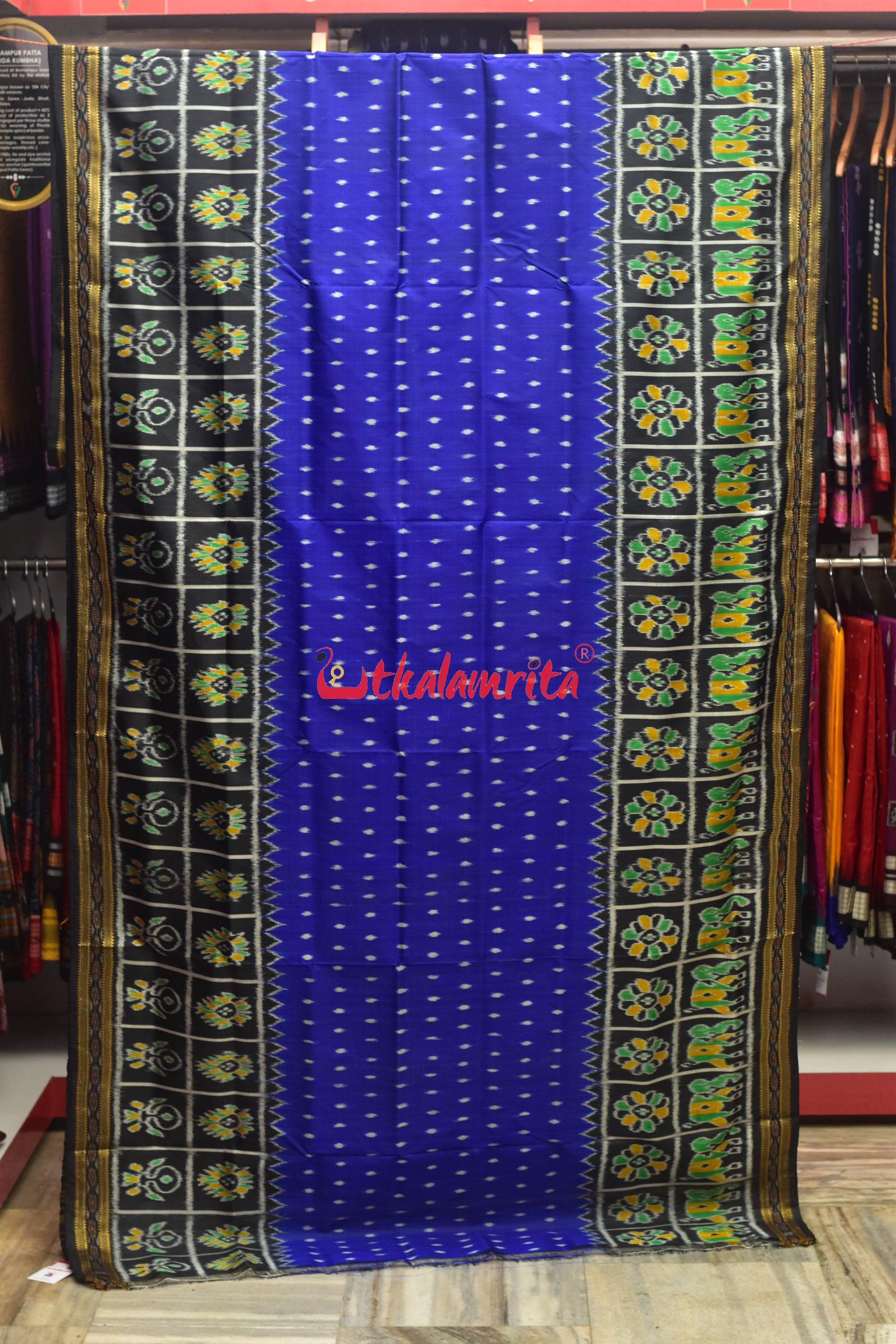 Blue Dot Border Nabakothi Silk Saree