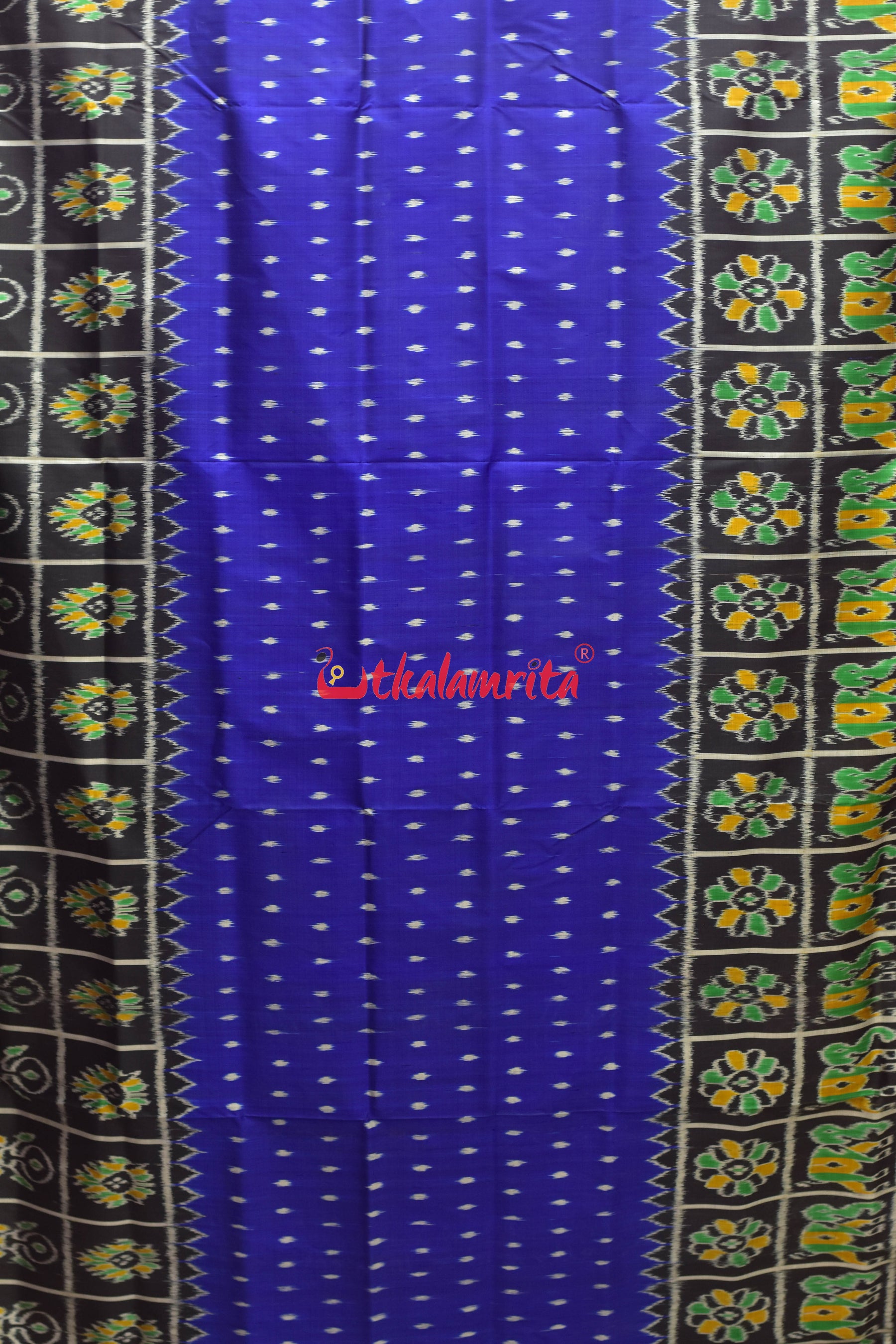 Blue Dot Border Nabakothi Silk Saree
