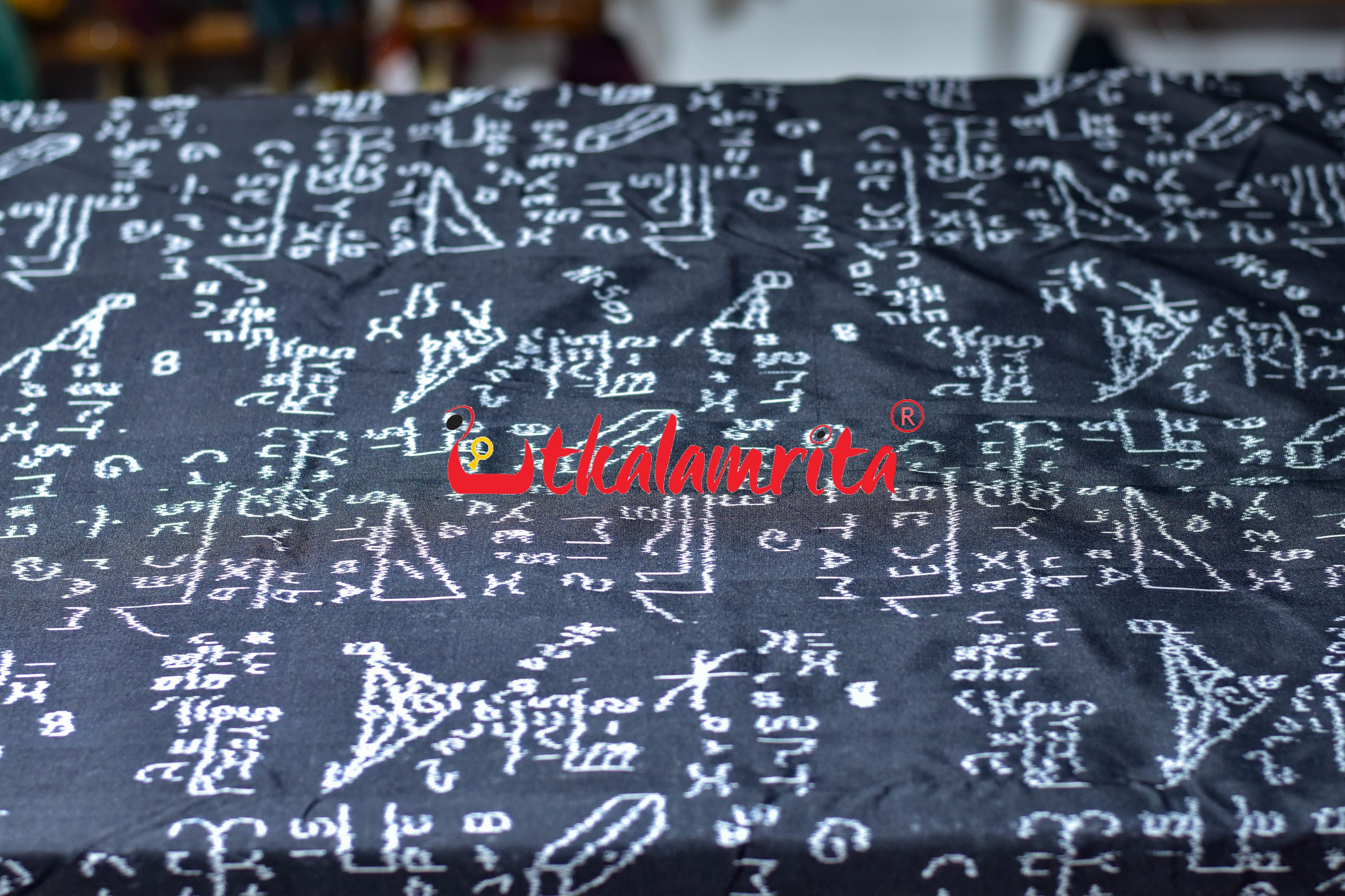 Black Shri Ganeet Mathematics Silk (Fabric)