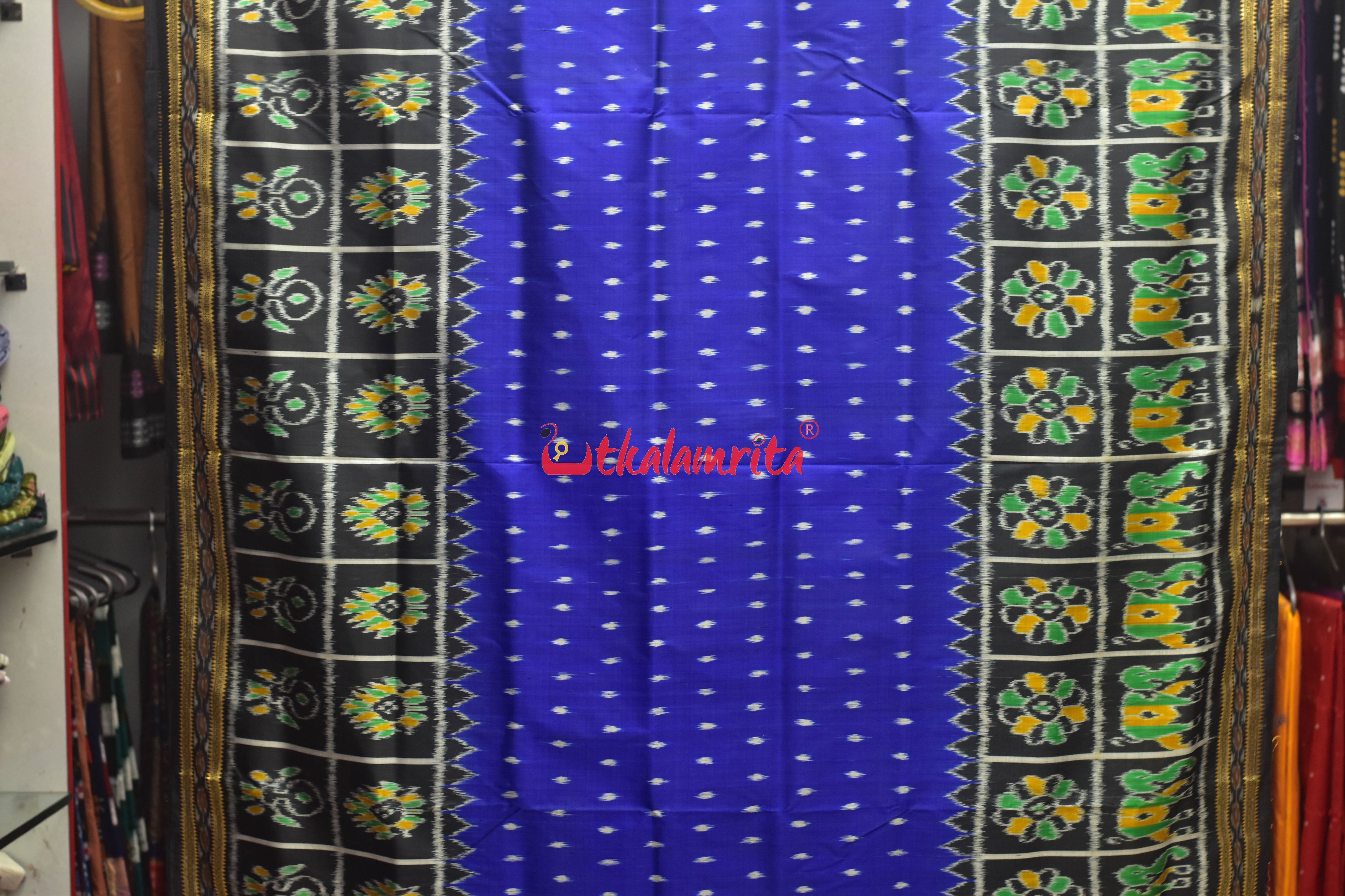 Blue Dot Border Nabakothi Silk Saree