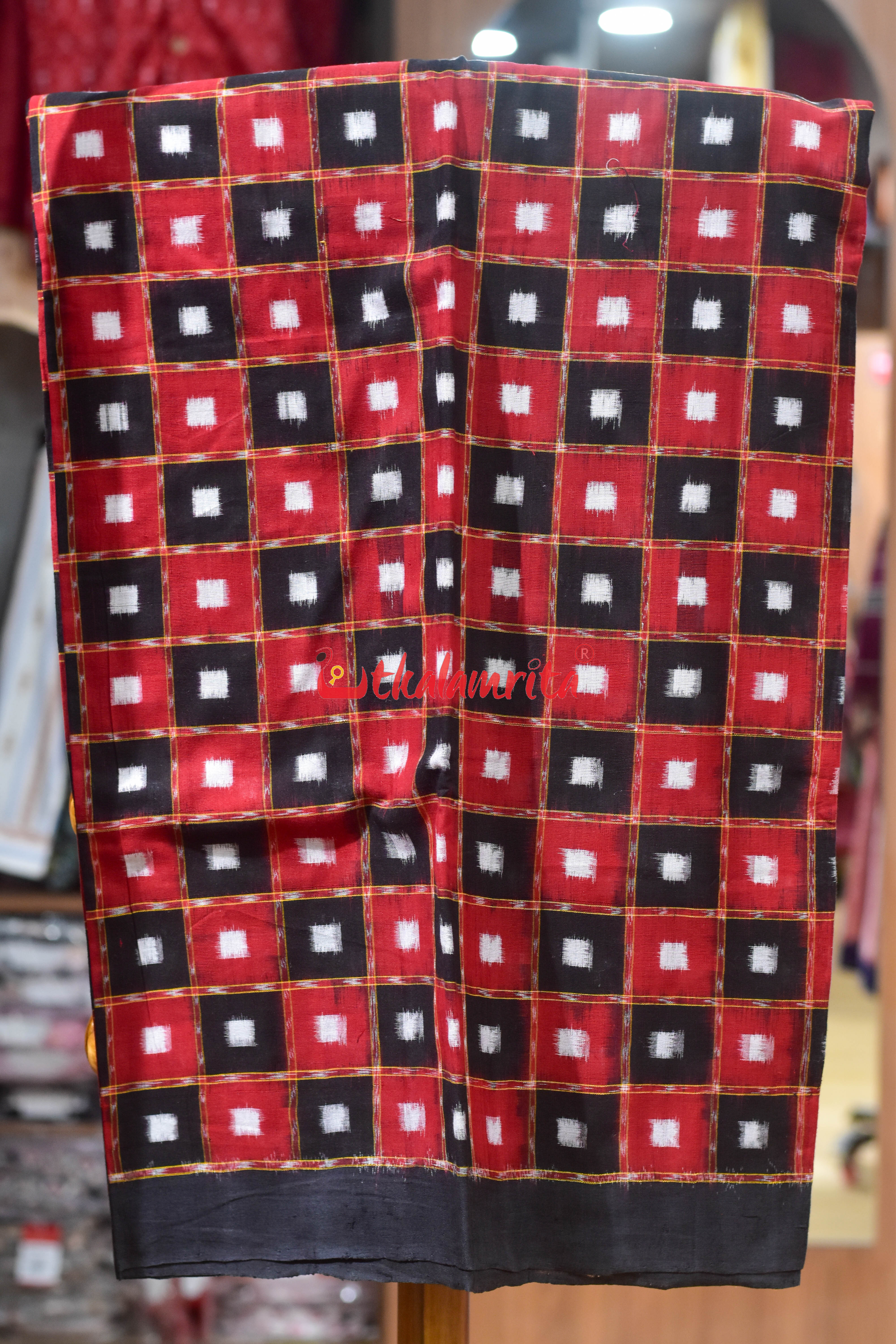 Black Red Kothi Pasapali Cotton Dress Set