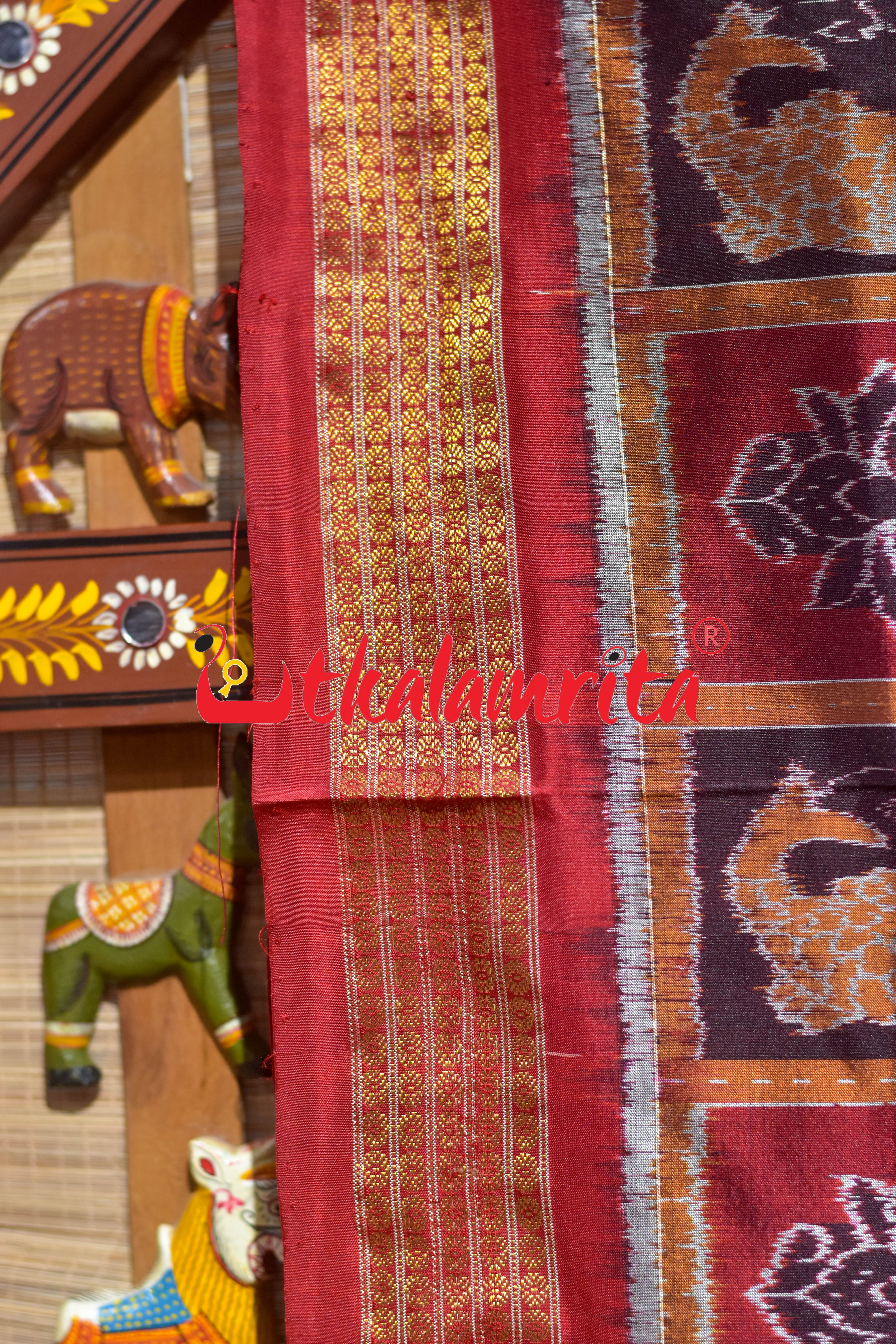 Half Tissue Maroon Coffee Nabakothi Silk Saree