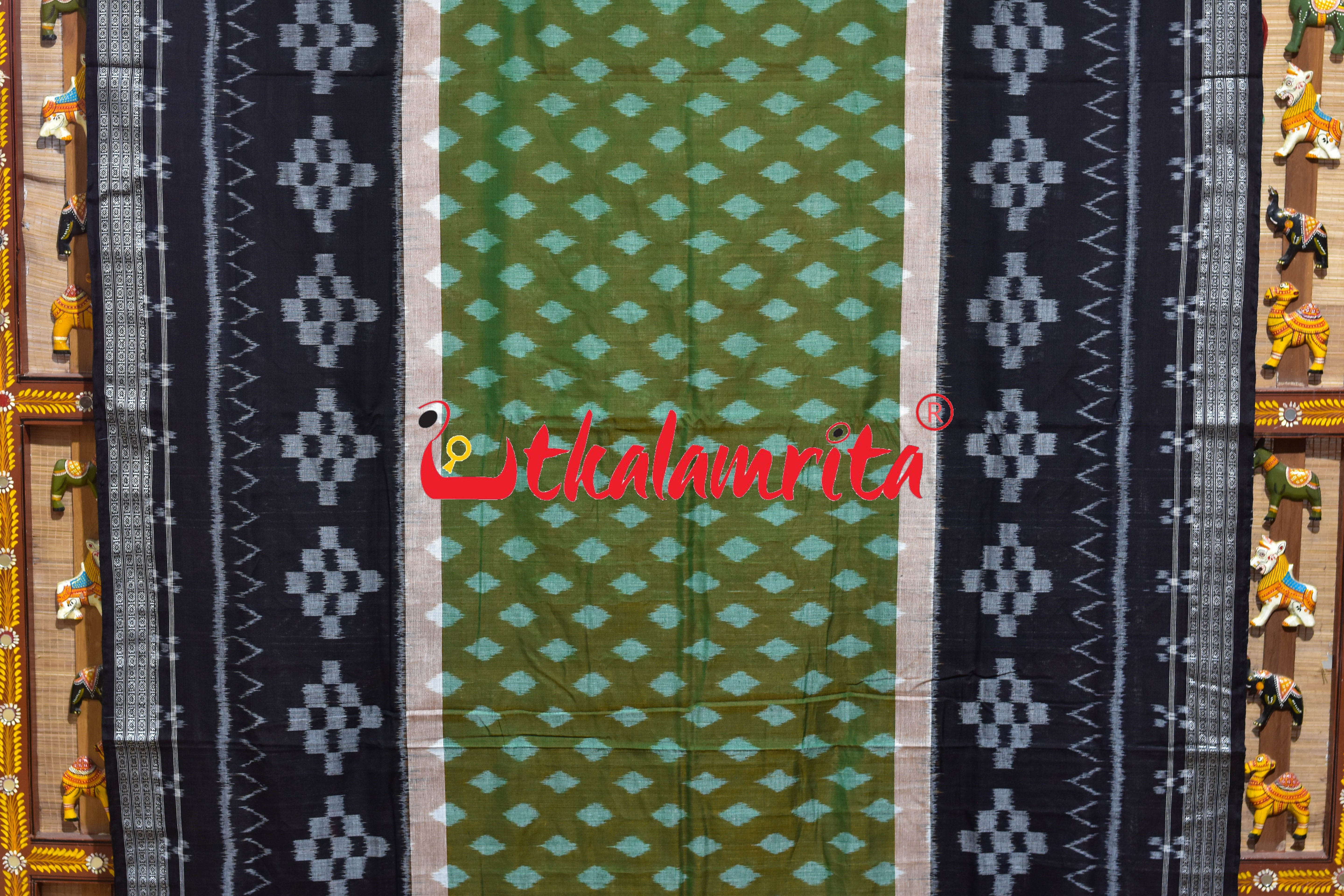 Green Red Double Shade Pasapali Border Khandua Cotton Saree