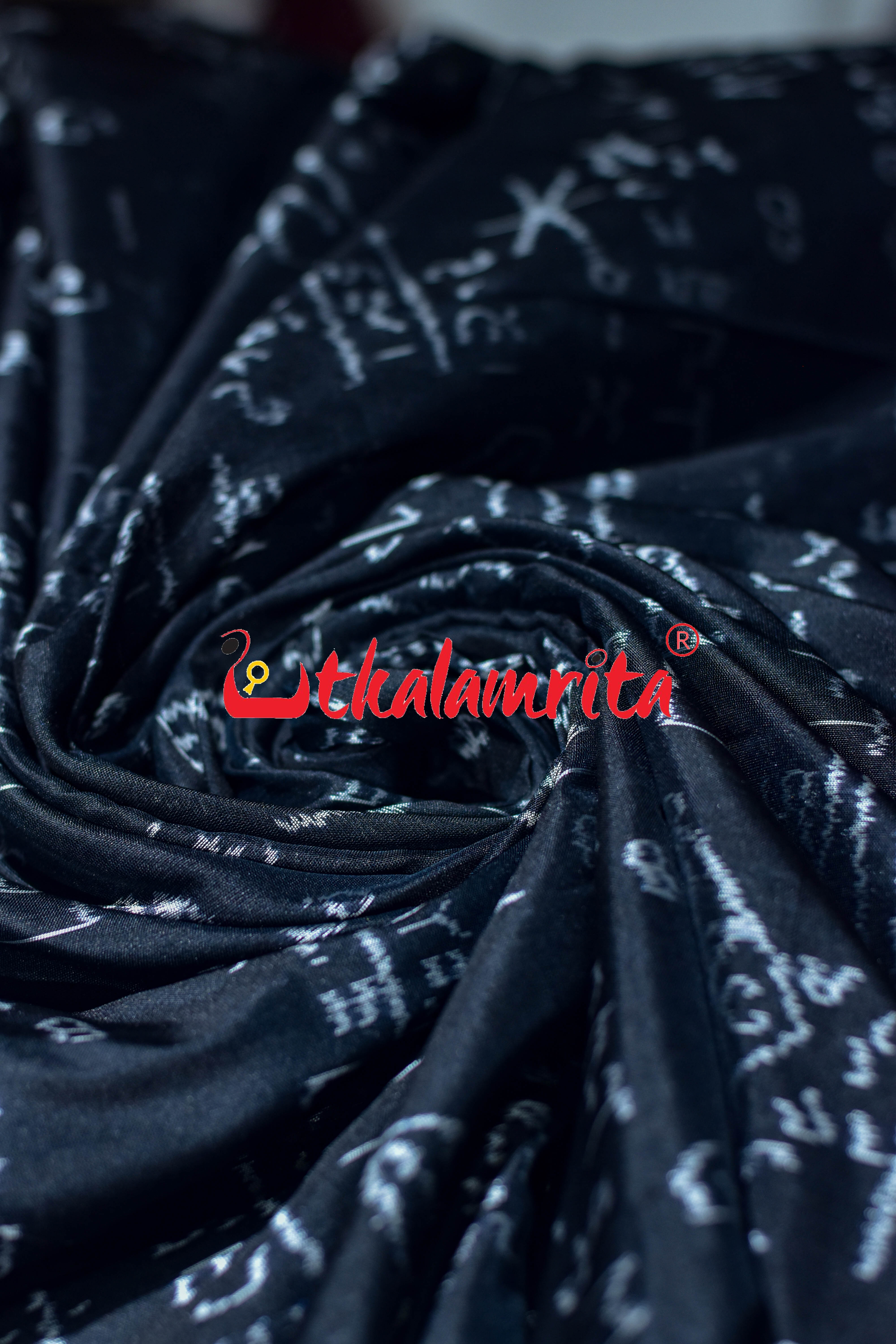 Black Shri Ganeet Mathematics Silk (Fabric)