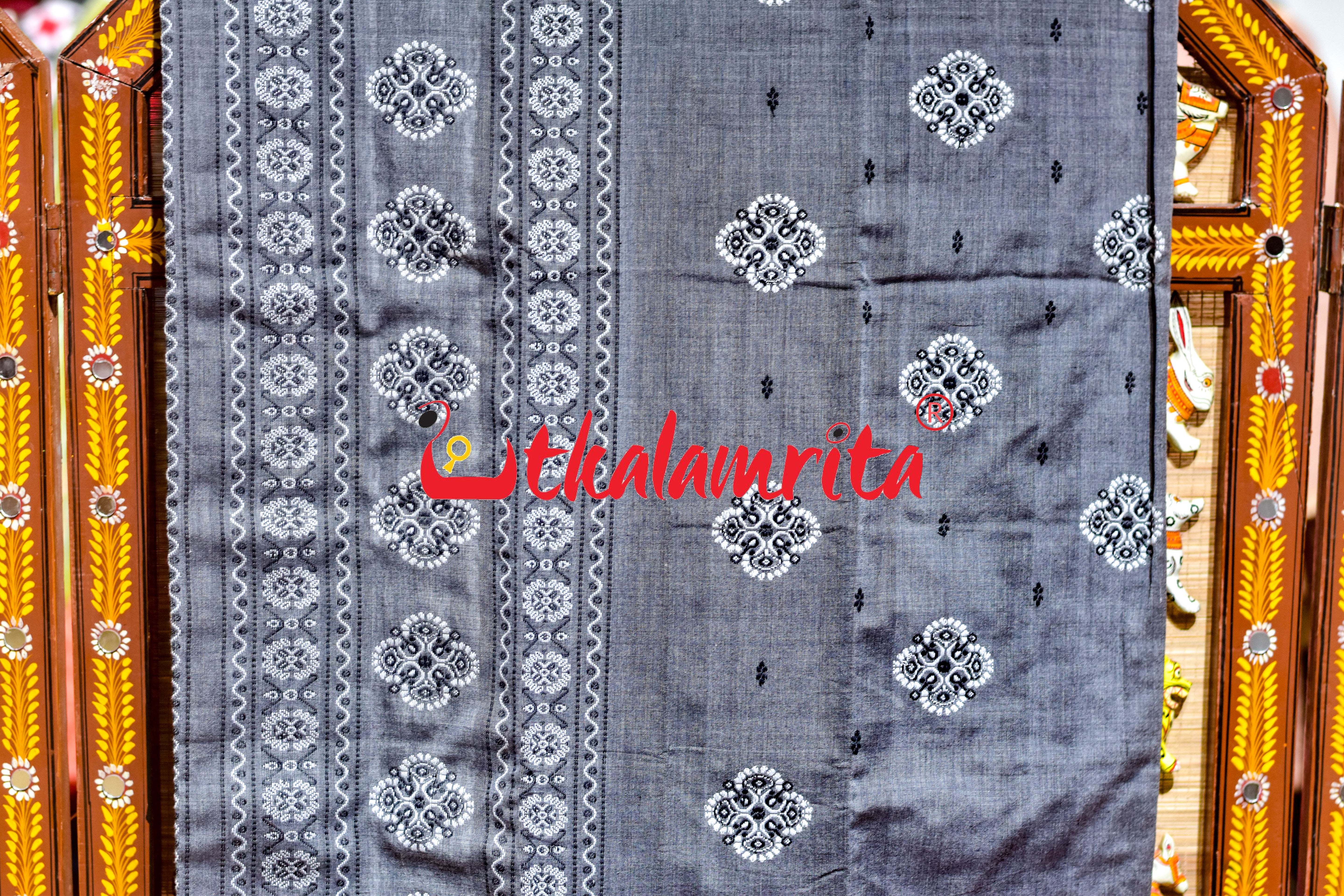 Grey Black Flower Bomkai Dress Set