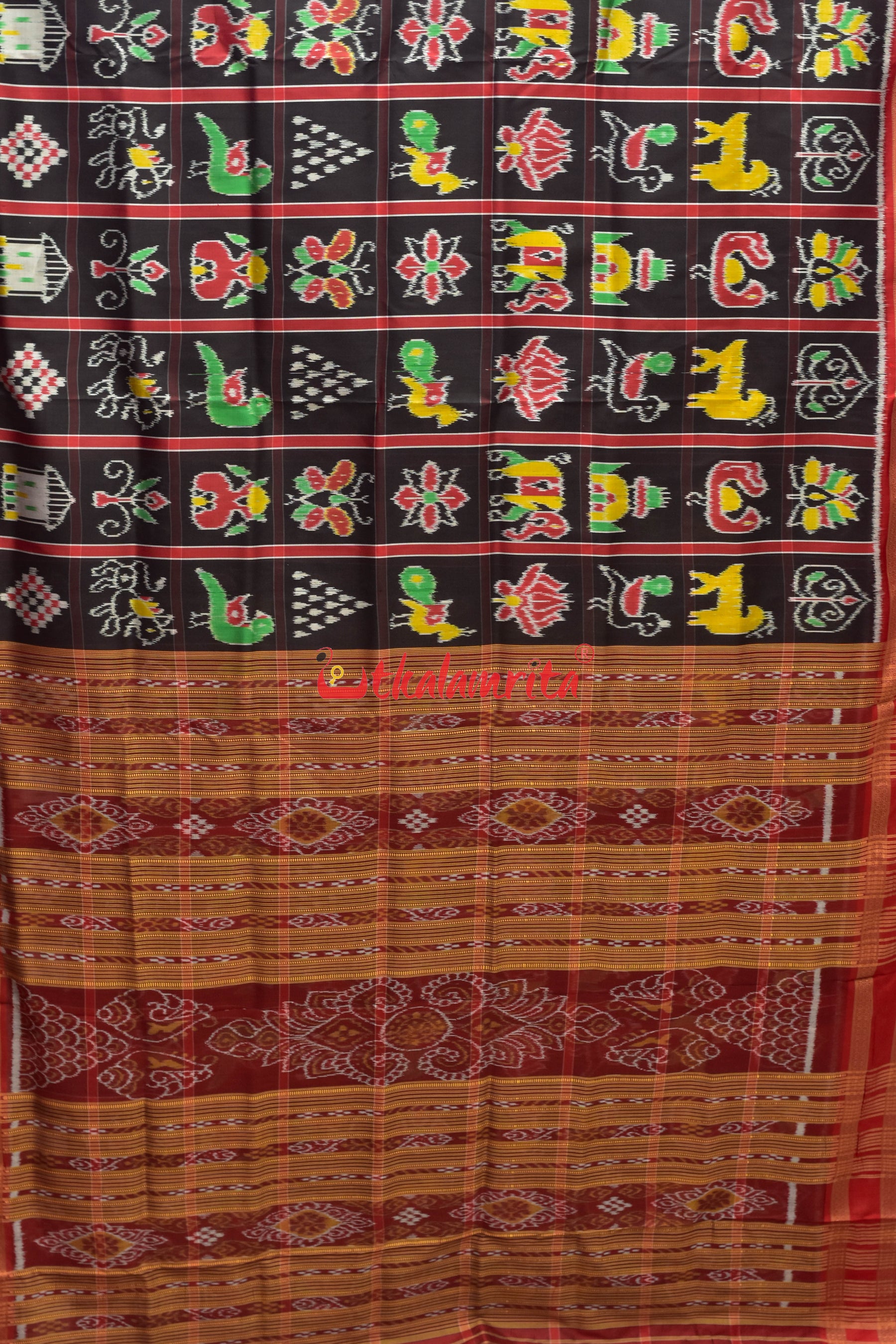 Black Red Pasapali Border Nabakothi Silk Saree