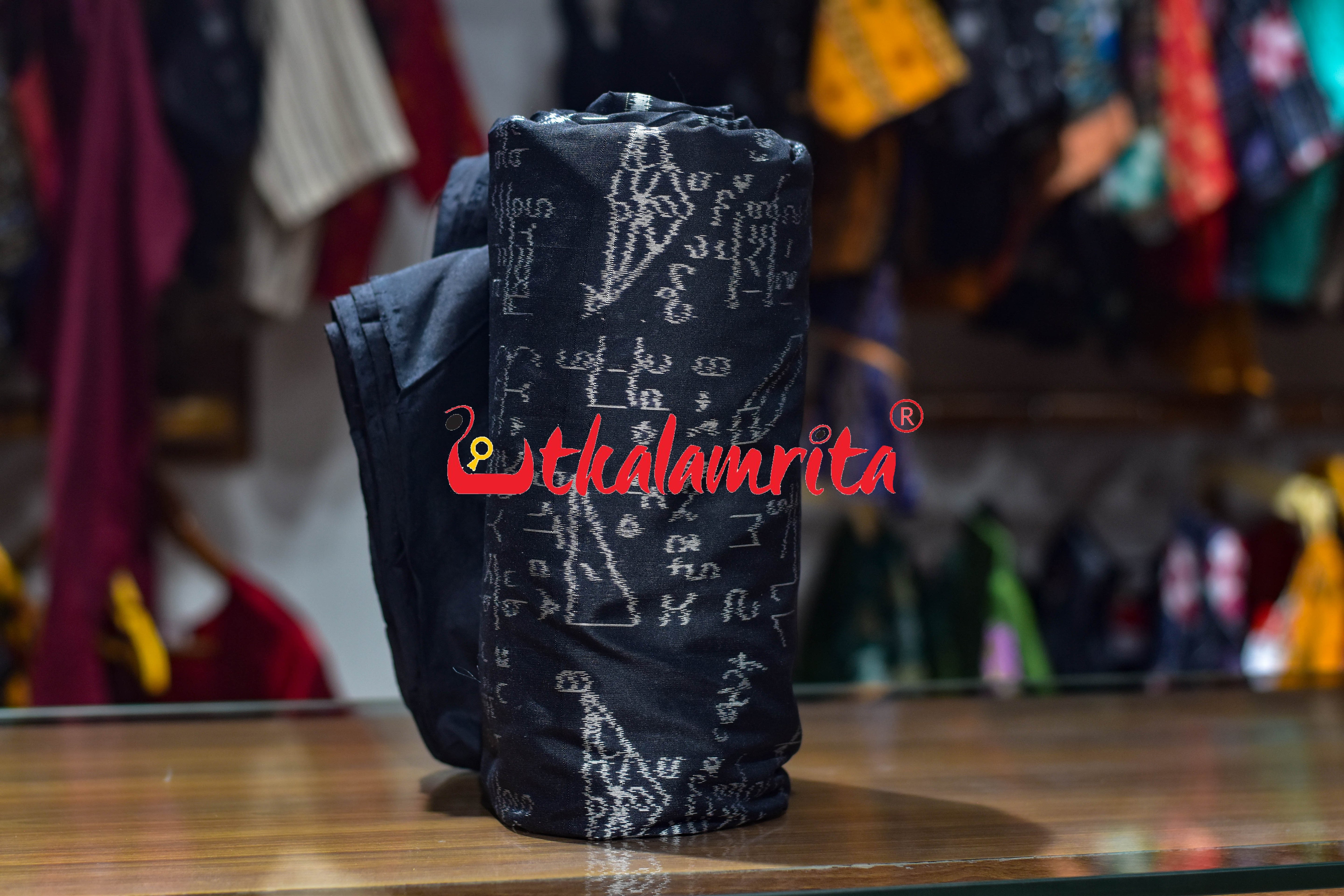 Black Shri Ganeet Mathematics Silk (Fabric)