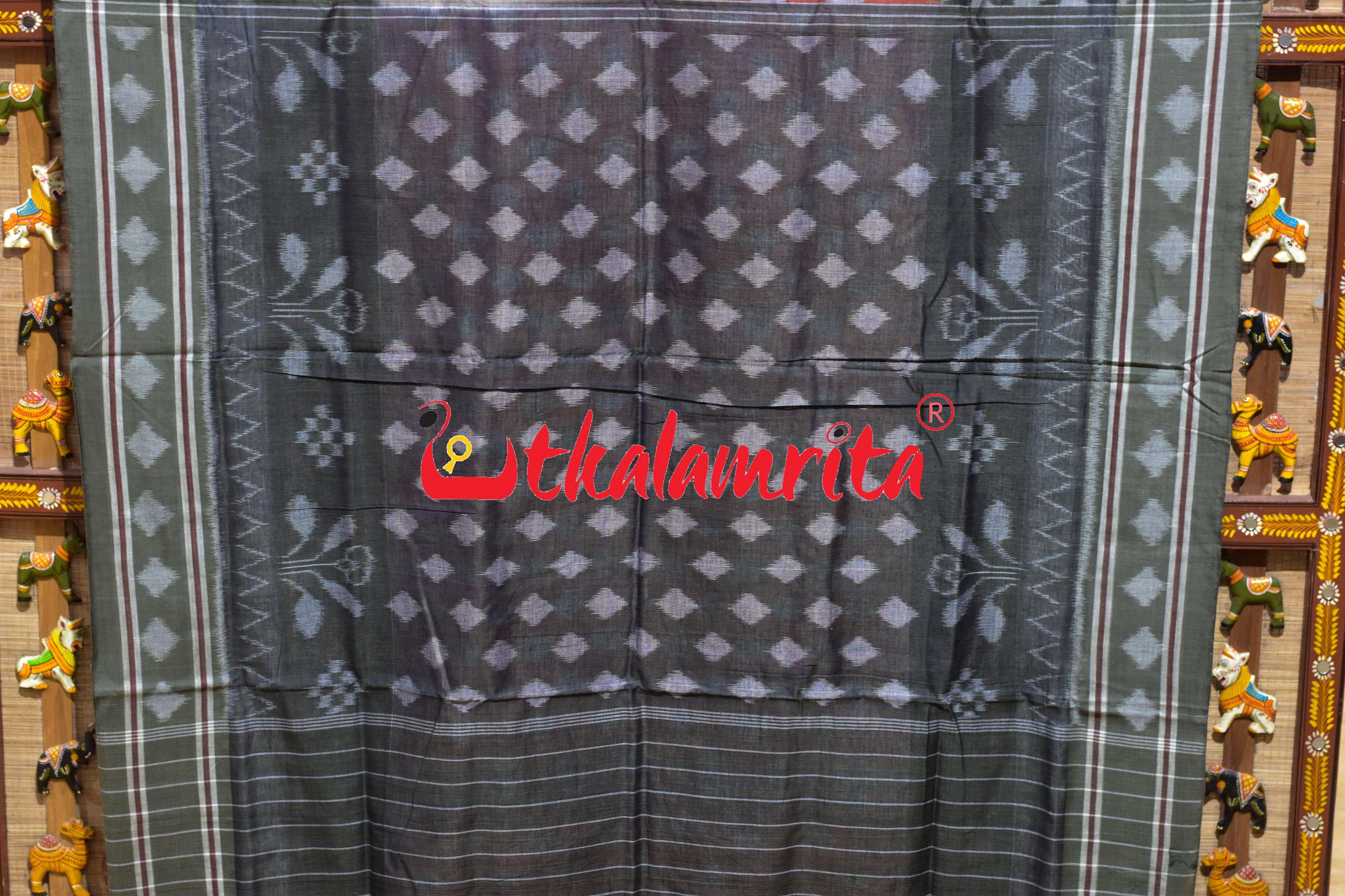 Peach Olive Pasapali Border Khandua Cotton Saree