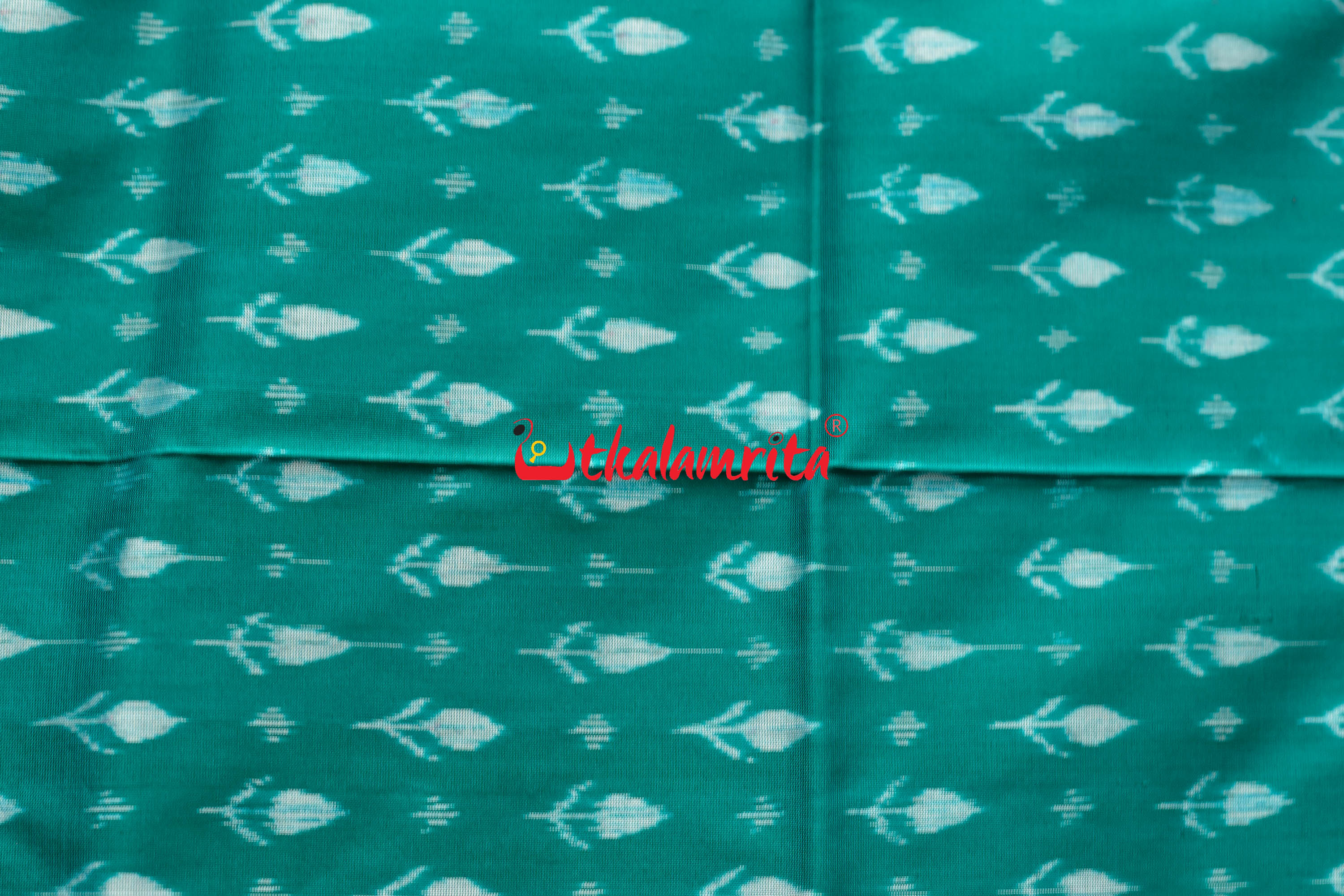 Sea Green Kadha Pasapali Border Sambalpuri Silk