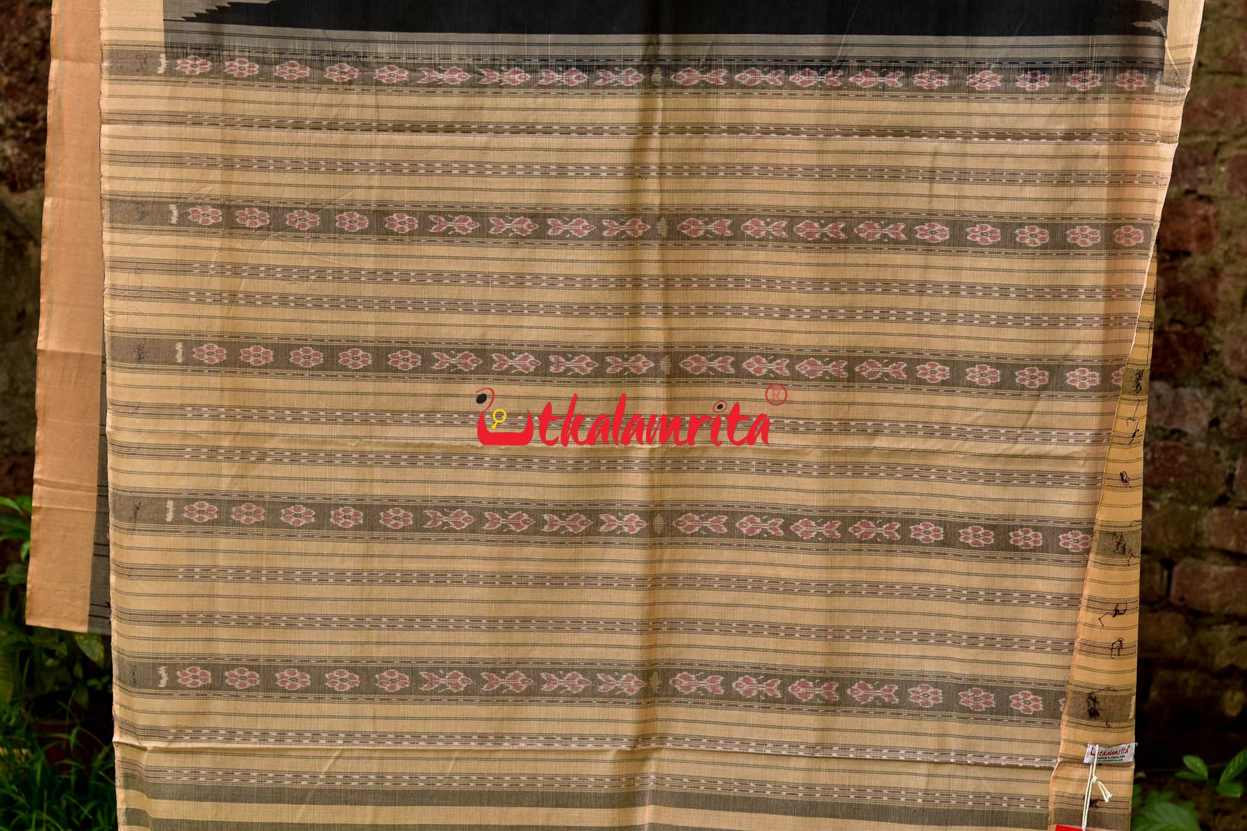 Charcoal Phoda Kumbha Sambalpuri Cotton Saree
