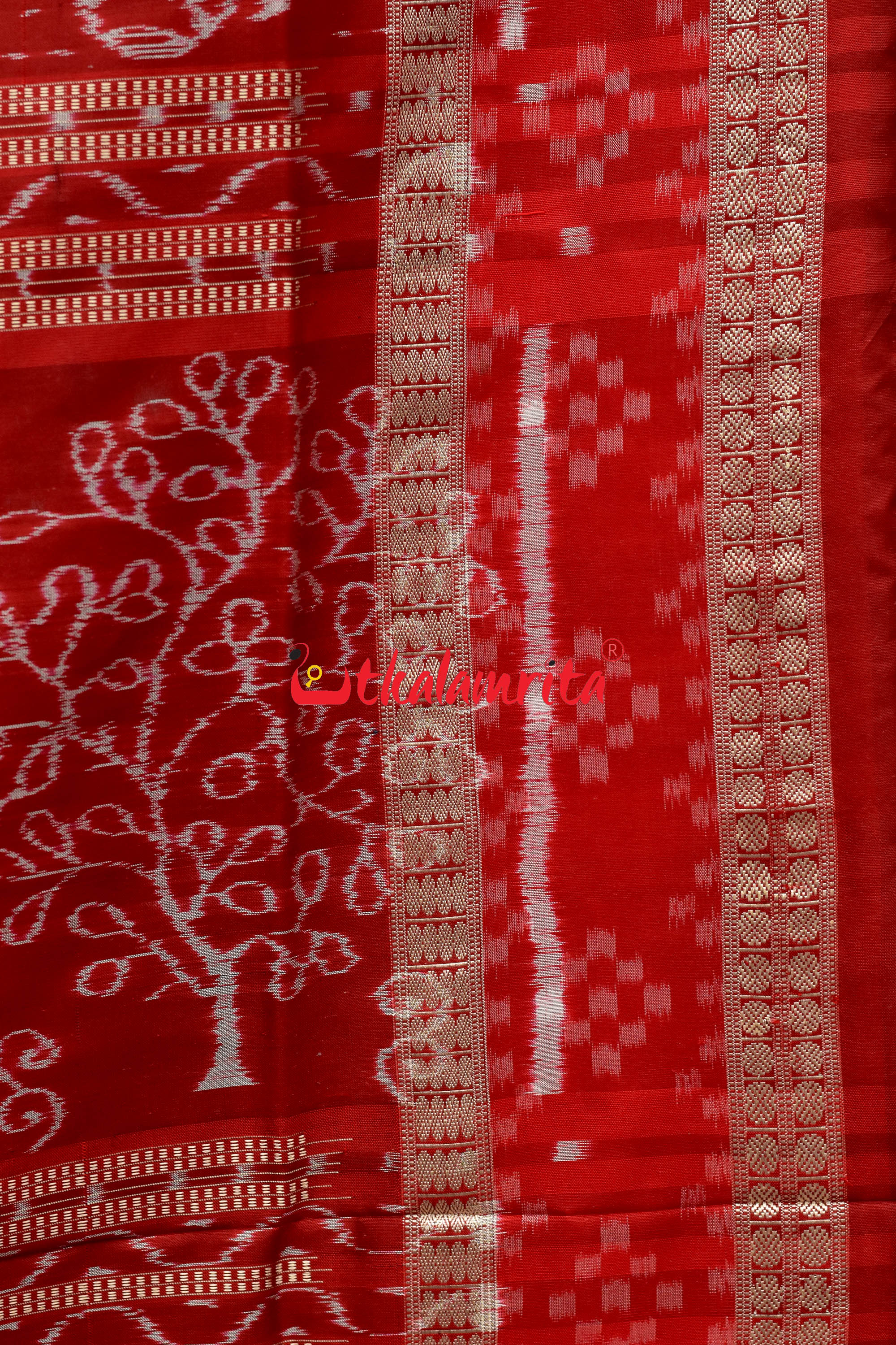 Sea Green Kadha Pasapali Border Sambalpuri Silk