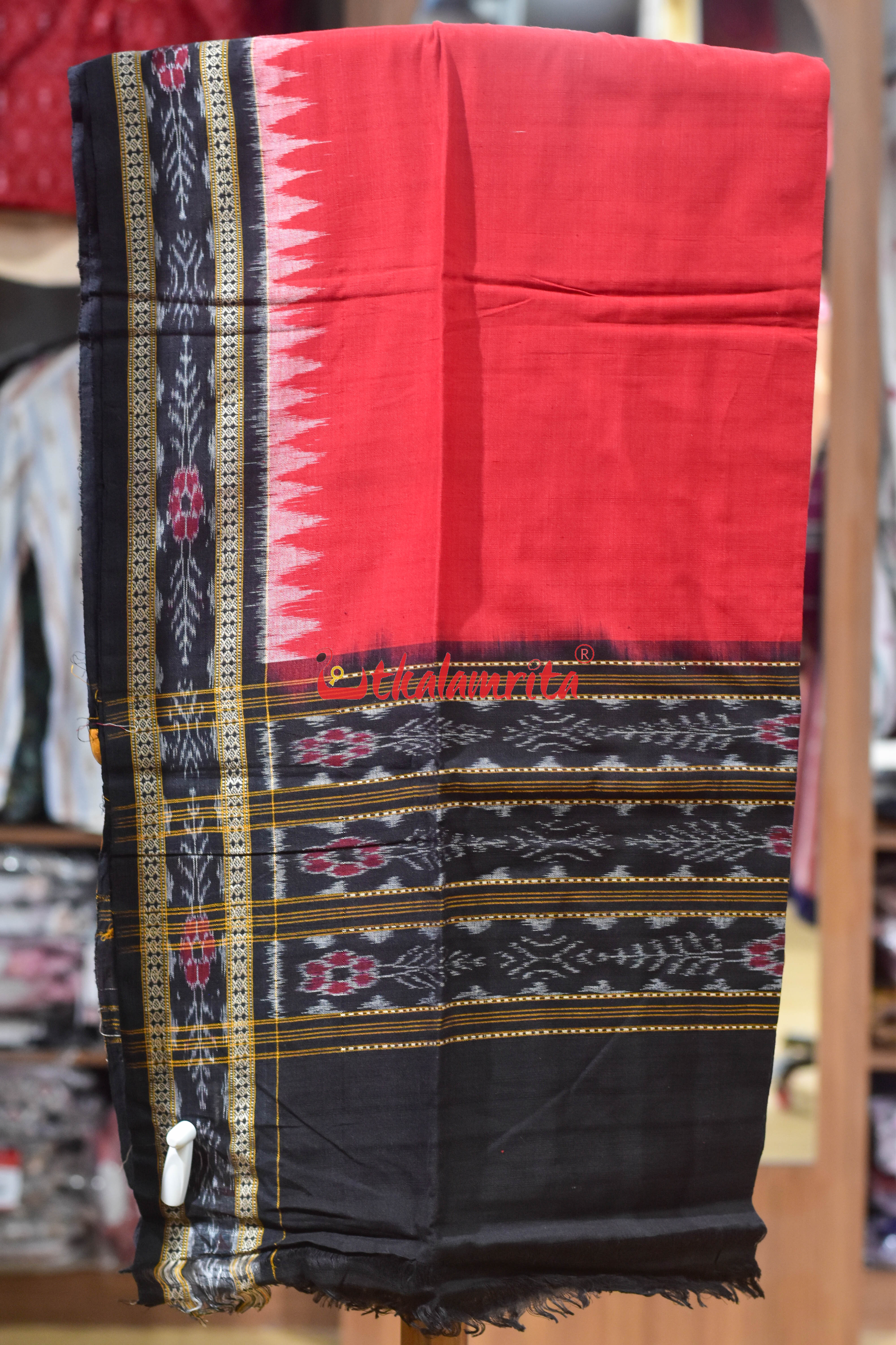 Black Red Kothi Pasapali Cotton Dress Set