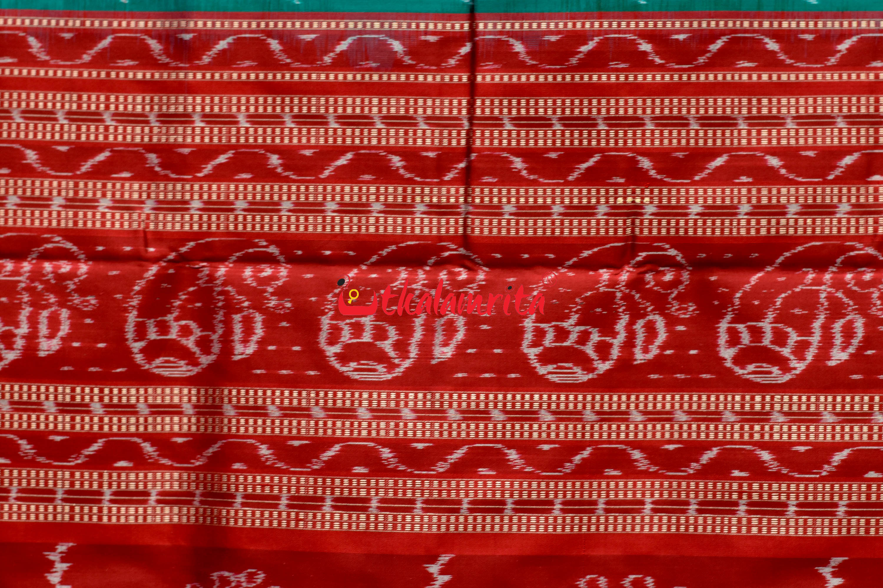 Sea Green Kadha Pasapali Border Sambalpuri Silk