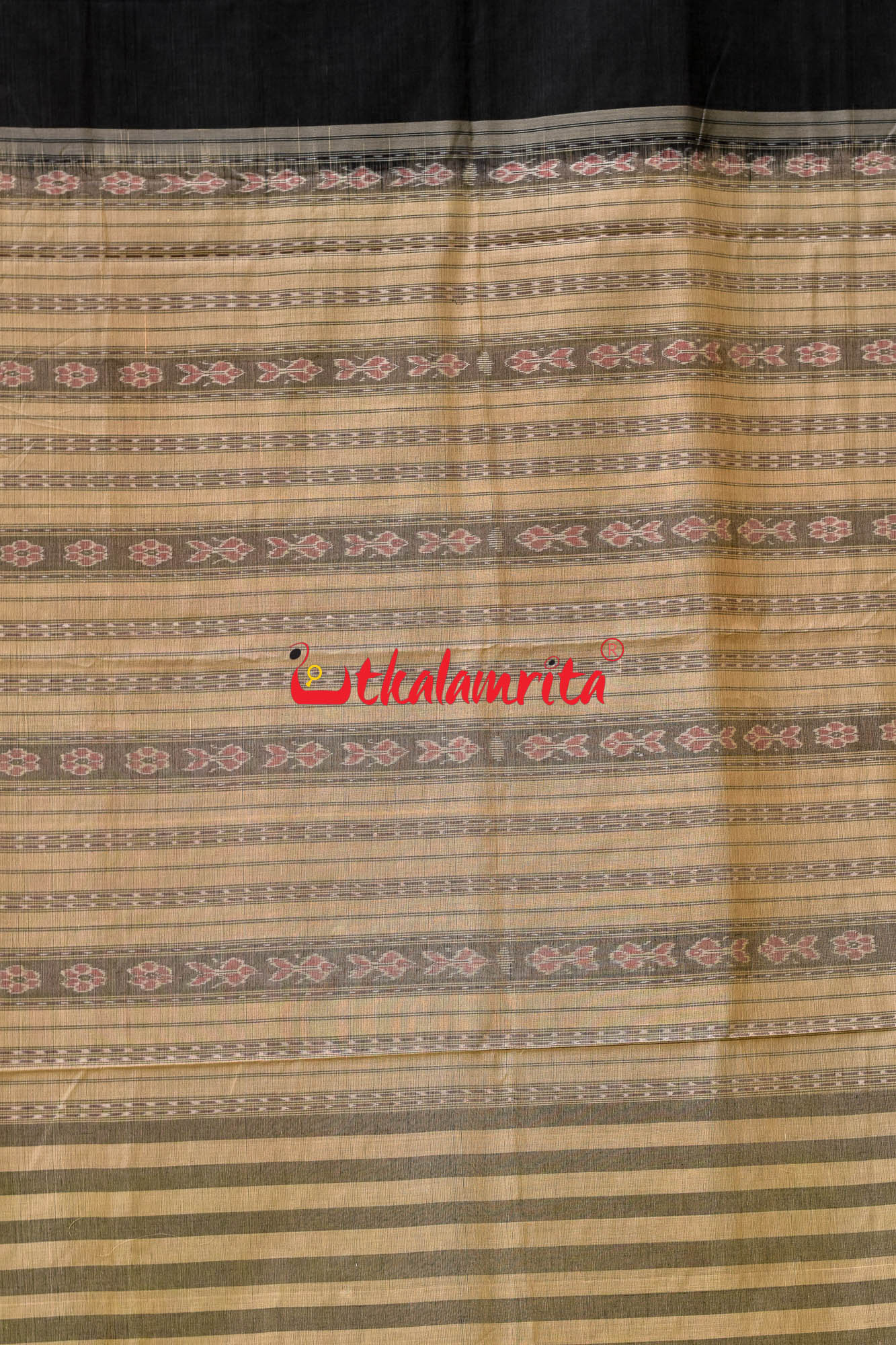 Charcoal Phoda Kumbha Sambalpuri Cotton Saree