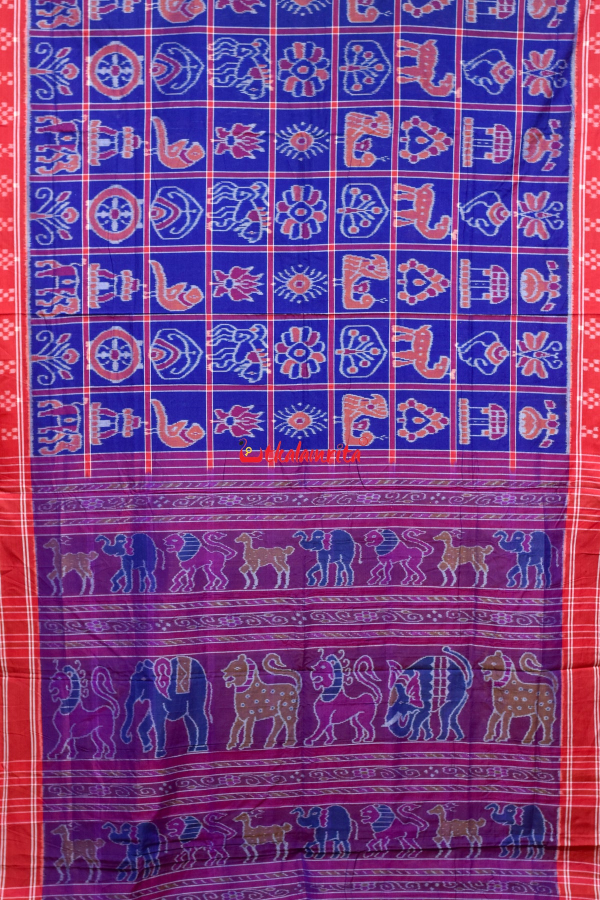 Bluish Red Pasapali Border Nabakothi Cotton Saree