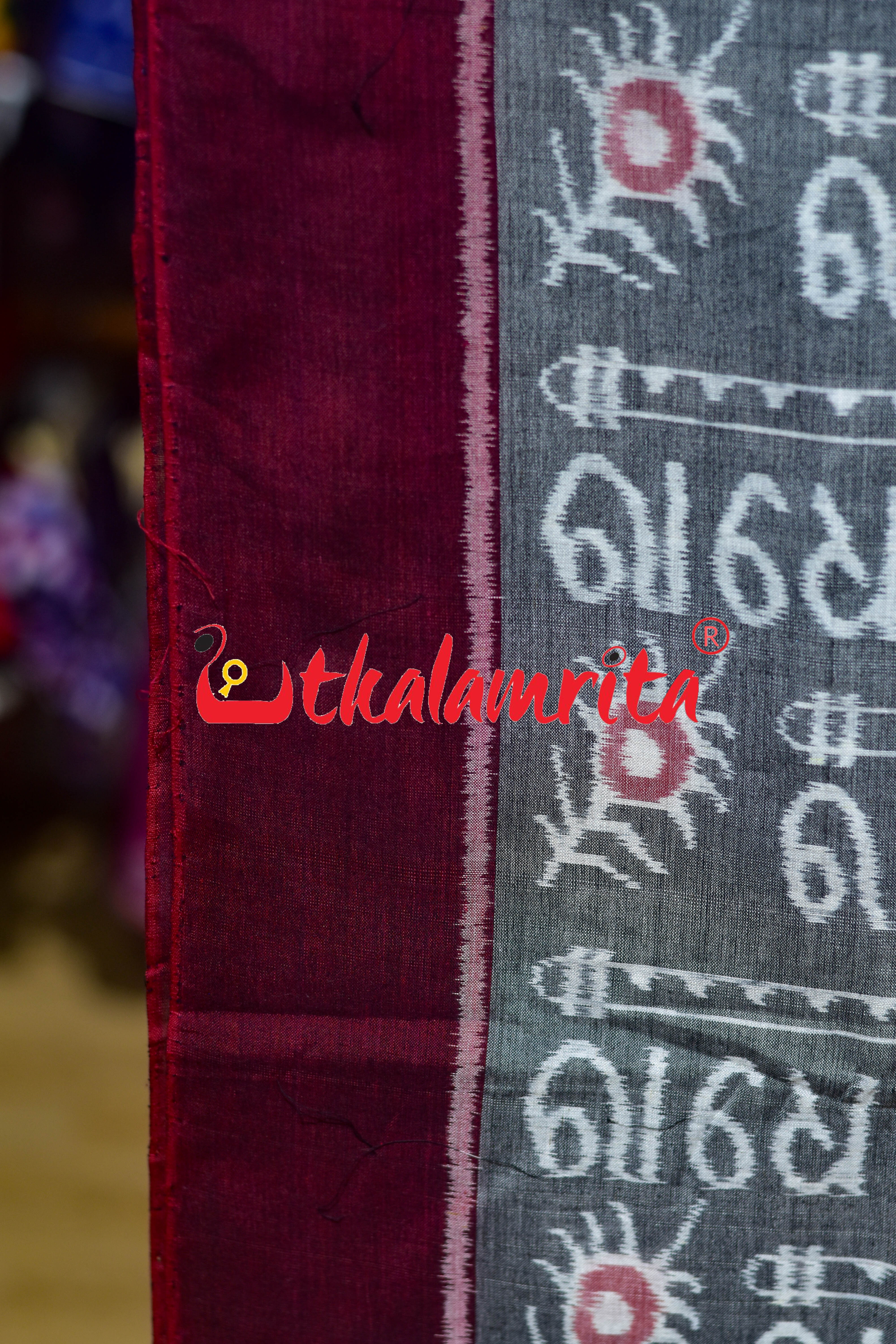 Grey Radhe Radhe Sambalpuri Cotton (Fabric)
