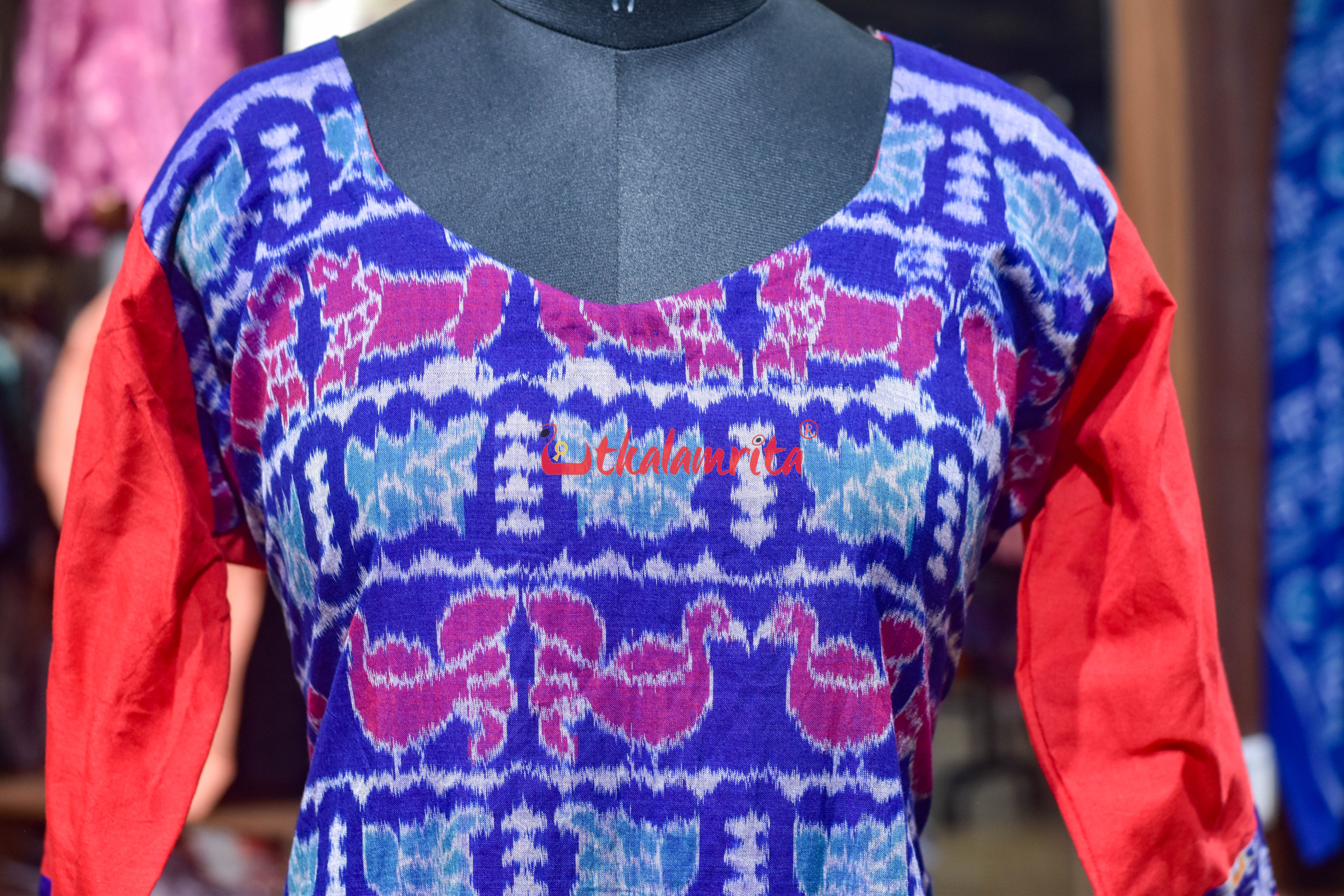 Sambalpuri Blue Birdsong (Ladies Kurti)