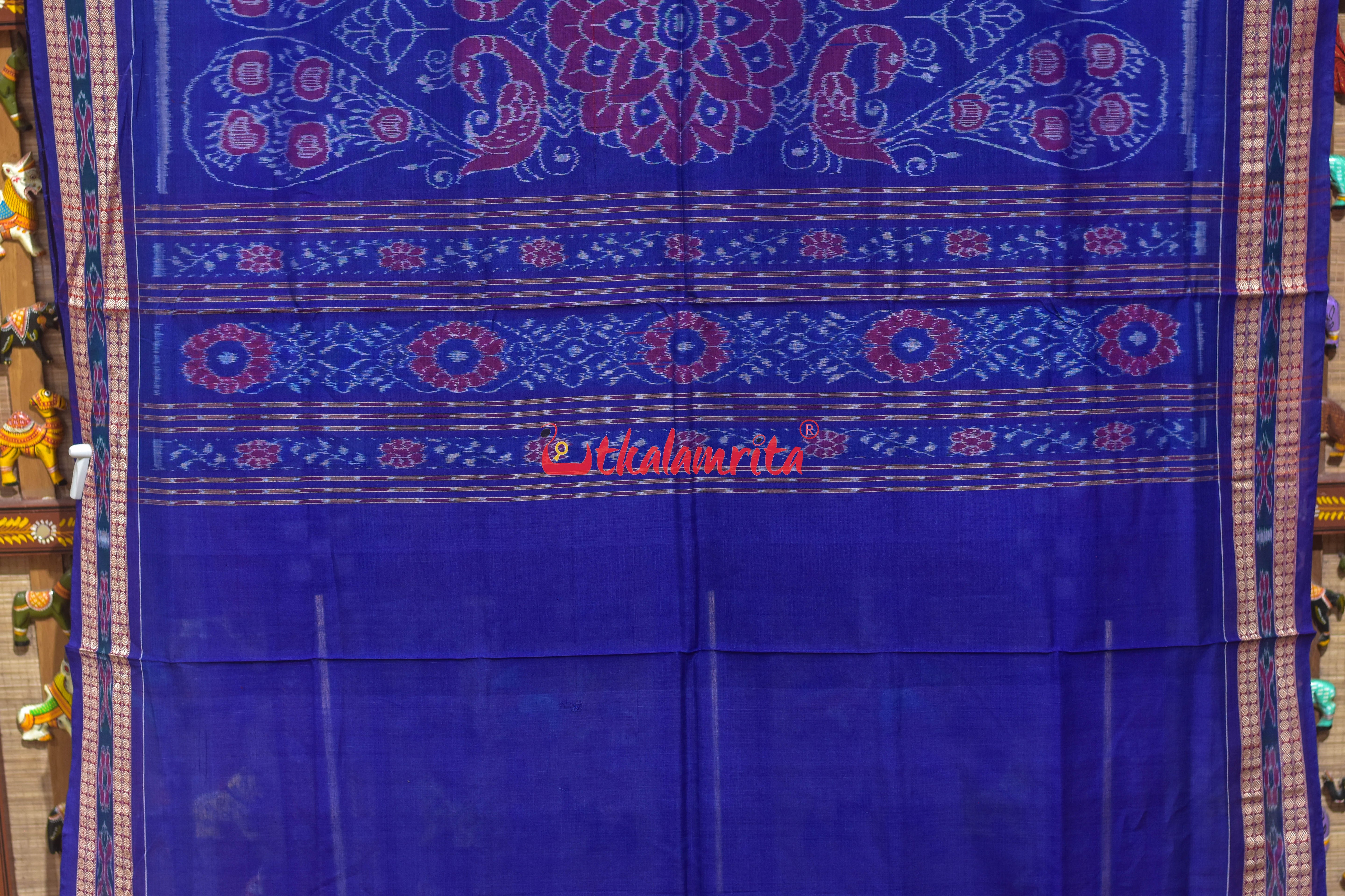 Brown Peacock Pasapali Scot Border Cotton Saree