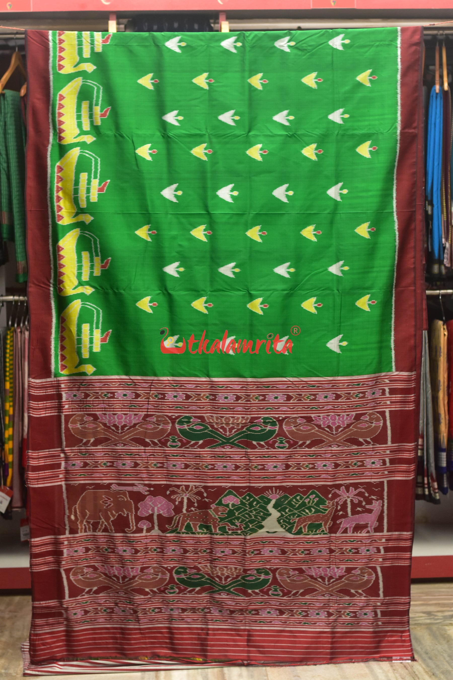 Green Boita Khandua Silk Saree