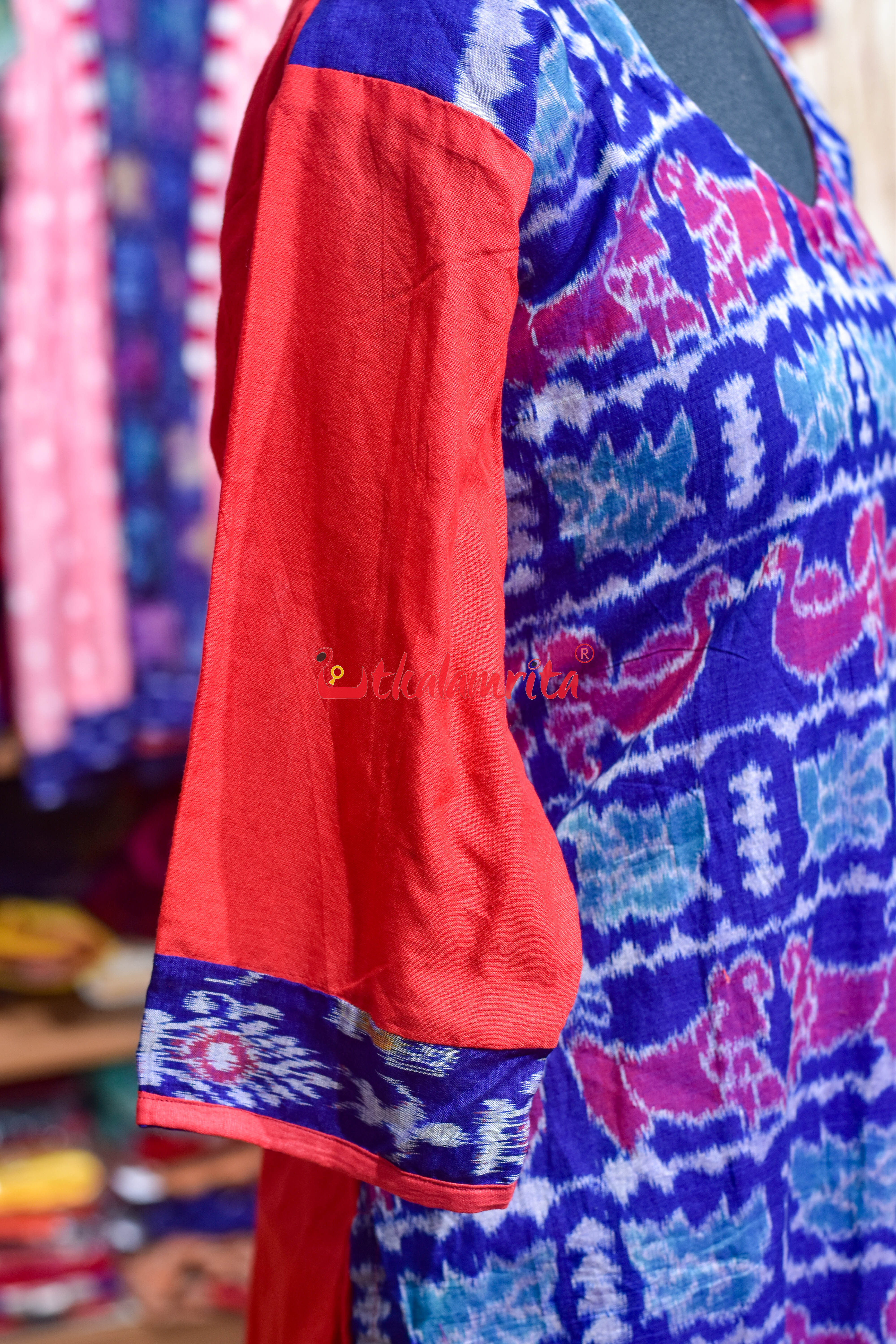 Sambalpuri Blue Birdsong (Ladies Kurti)