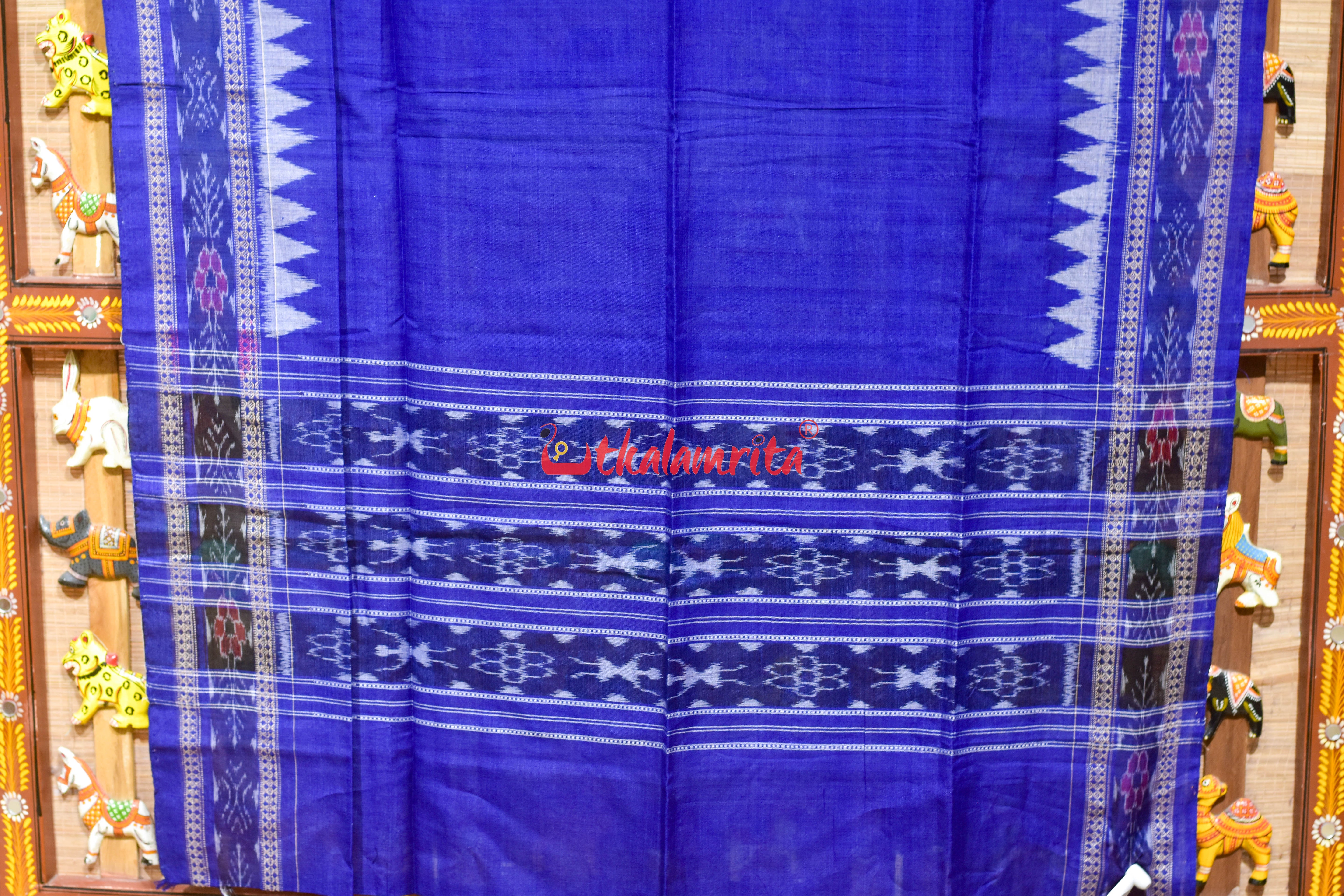 Navy Blue Flower Bandha Cotton (Dupatta)