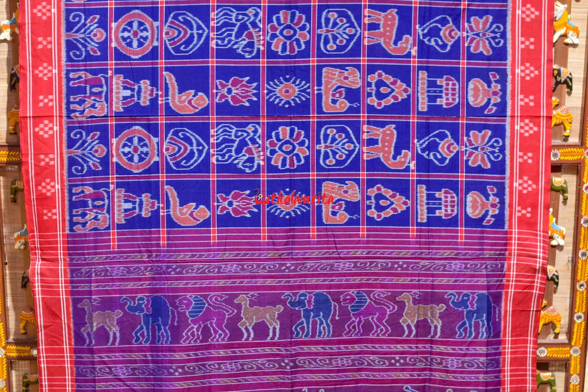 Bluish Red Pasapali Border Nabakothi Cotton Saree