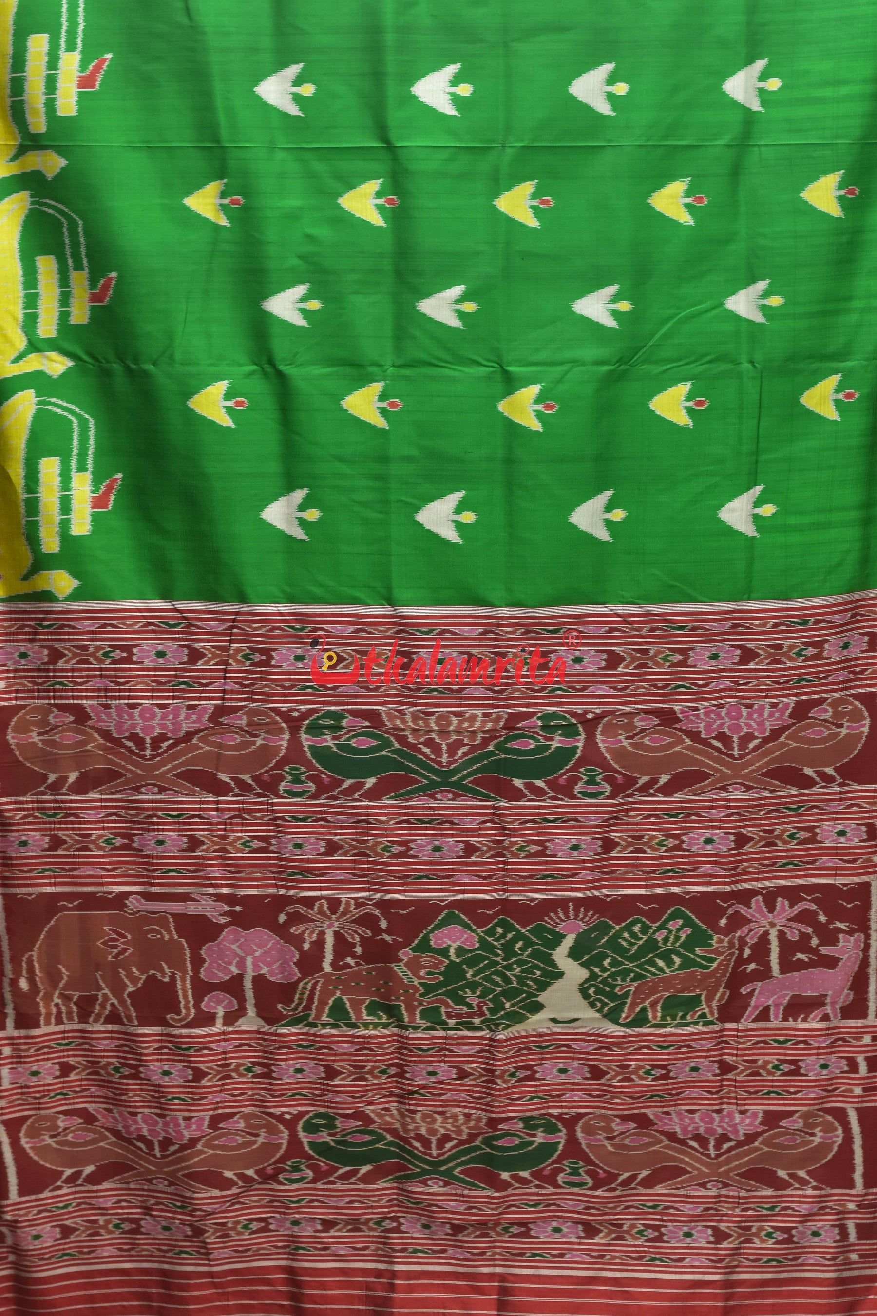 Green Boita Khandua Silk Saree