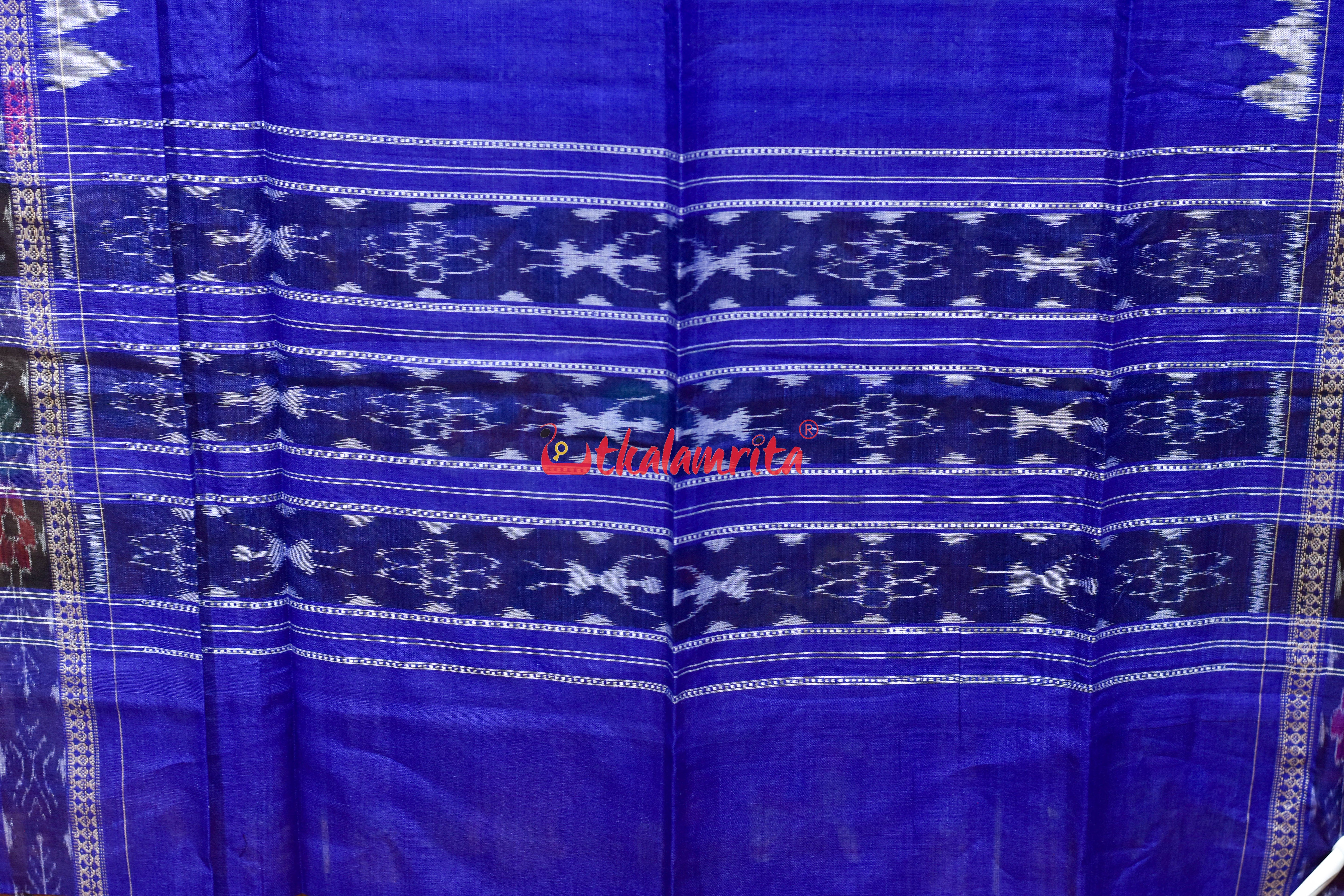 Navy Blue Flower Bandha Cotton (Dupatta)