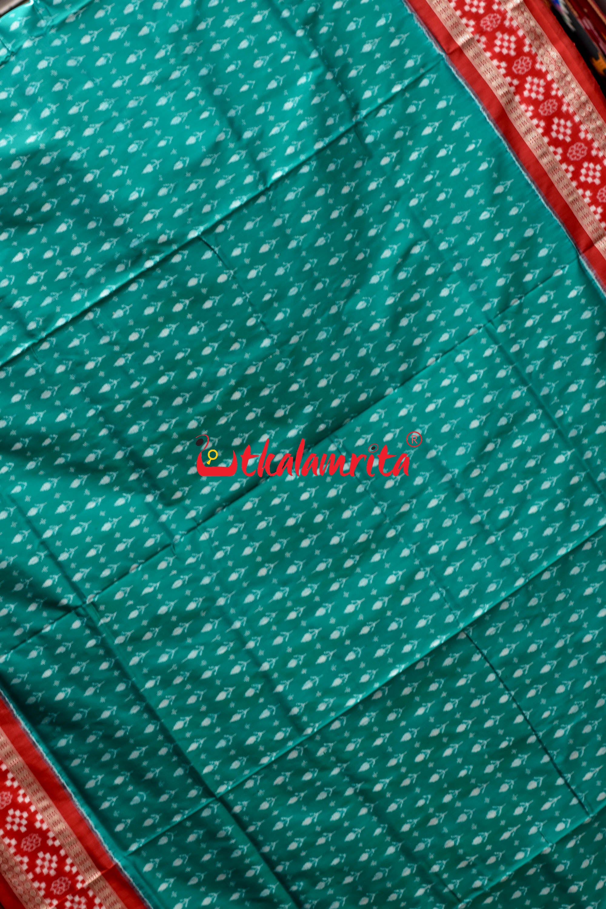 Sea Green Kadha Pasapali Border Sambalpuri Silk