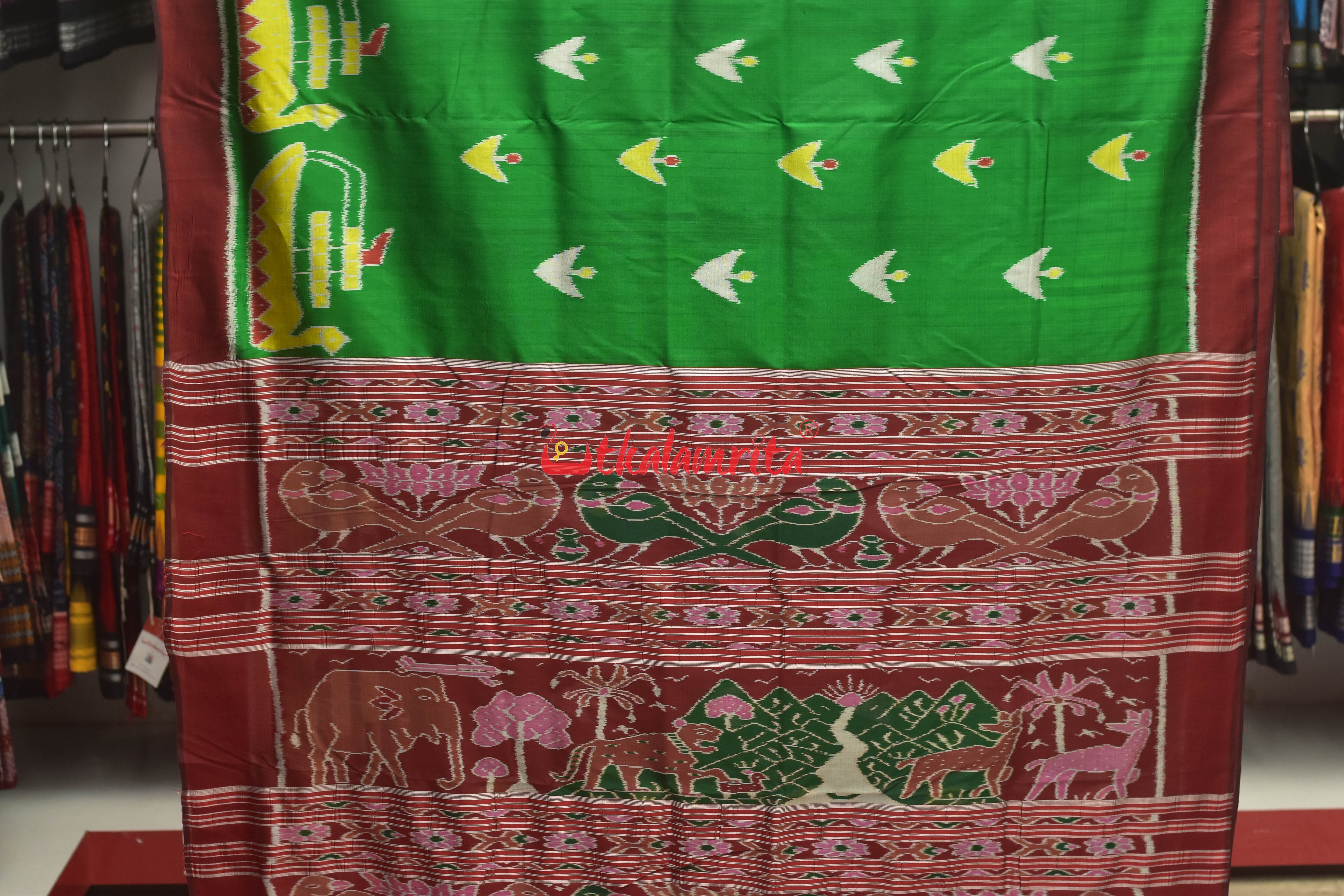 Green Boita Khandua Silk Saree