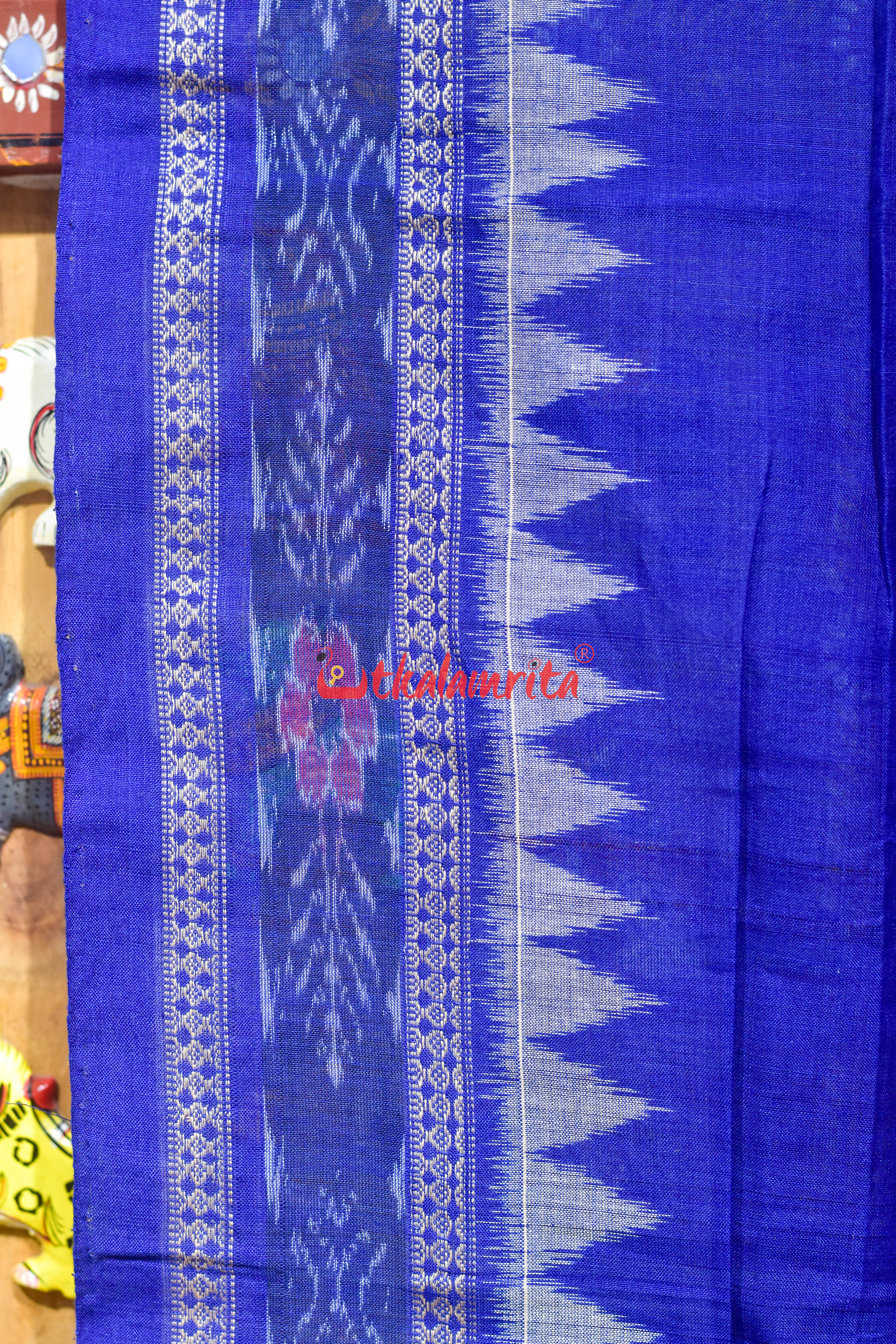Navy Blue Flower Bandha Cotton (Dupatta)