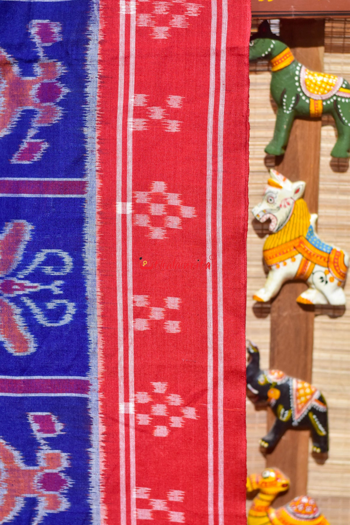 Bluish Red Pasapali Border Nabakothi Cotton Saree