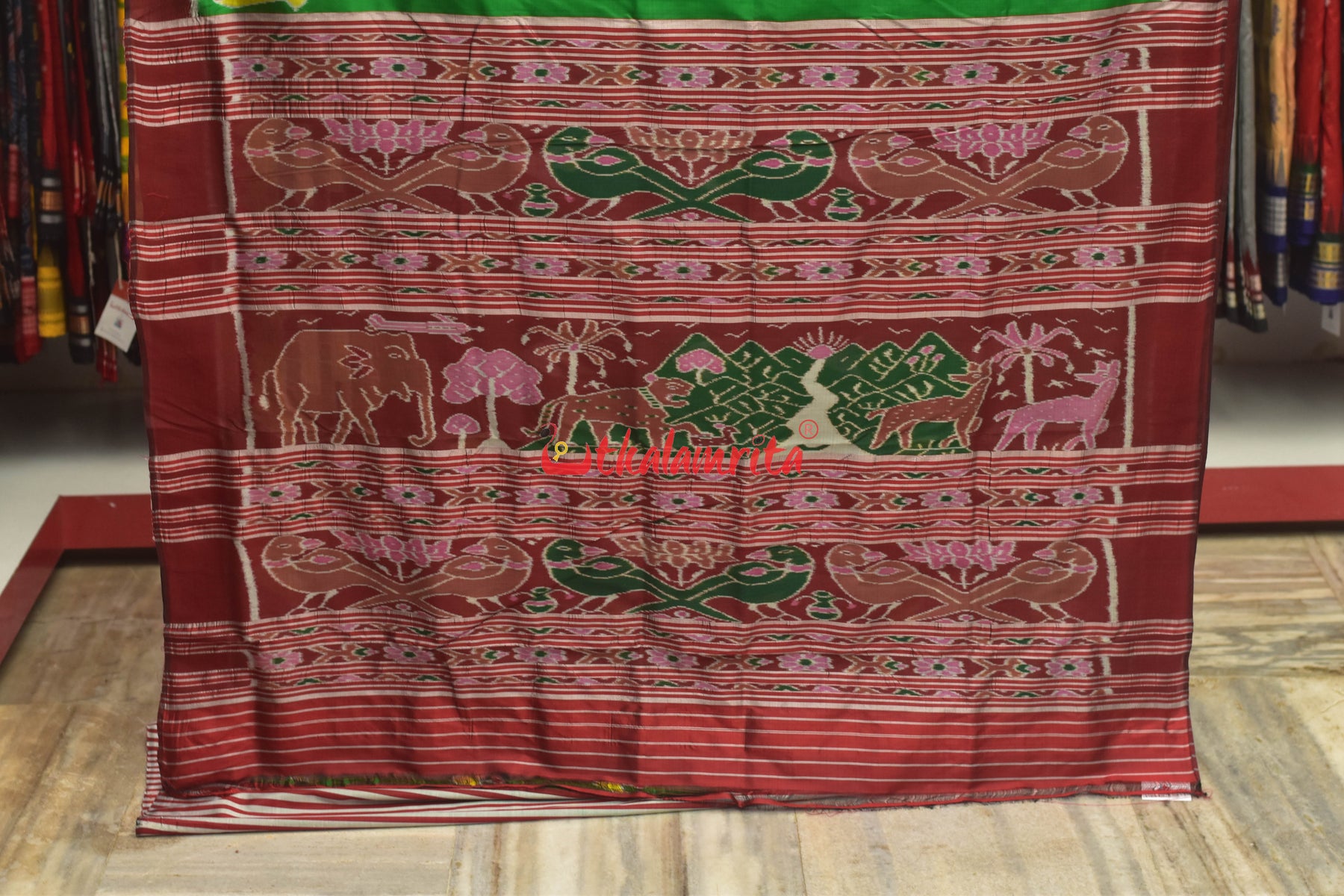 Green Boita Khandua Silk Saree