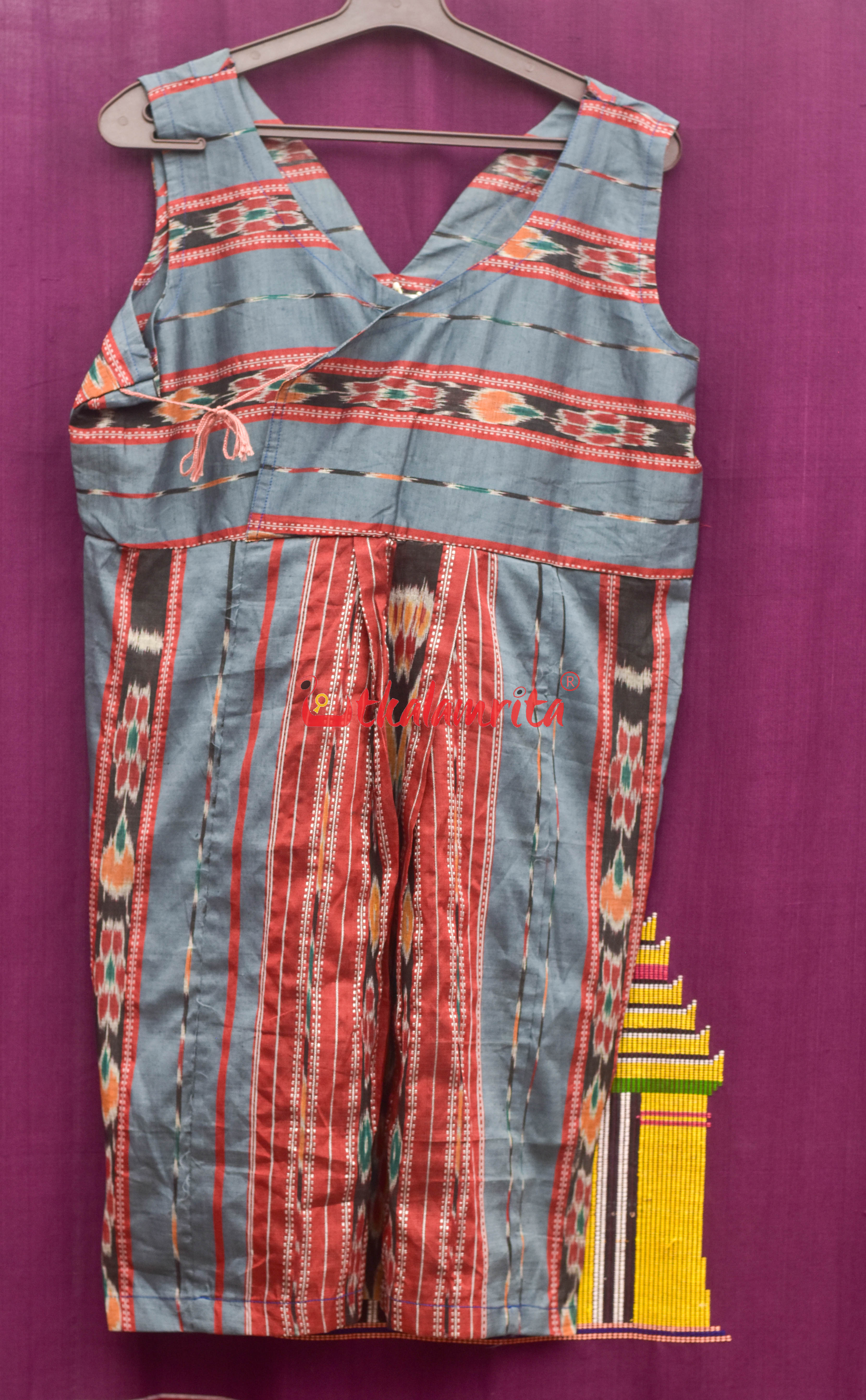 Blueish Grey Bandha (Girls Kurta)