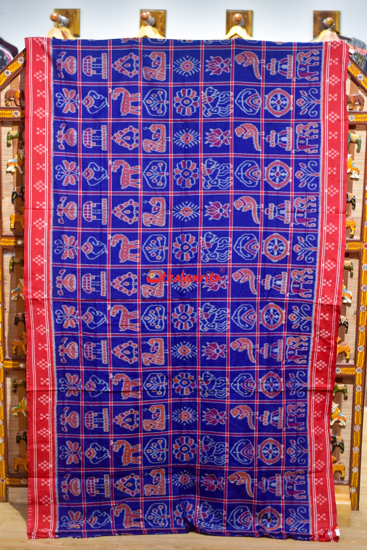 Bluish Red Pasapali Border Nabakothi Cotton Saree
