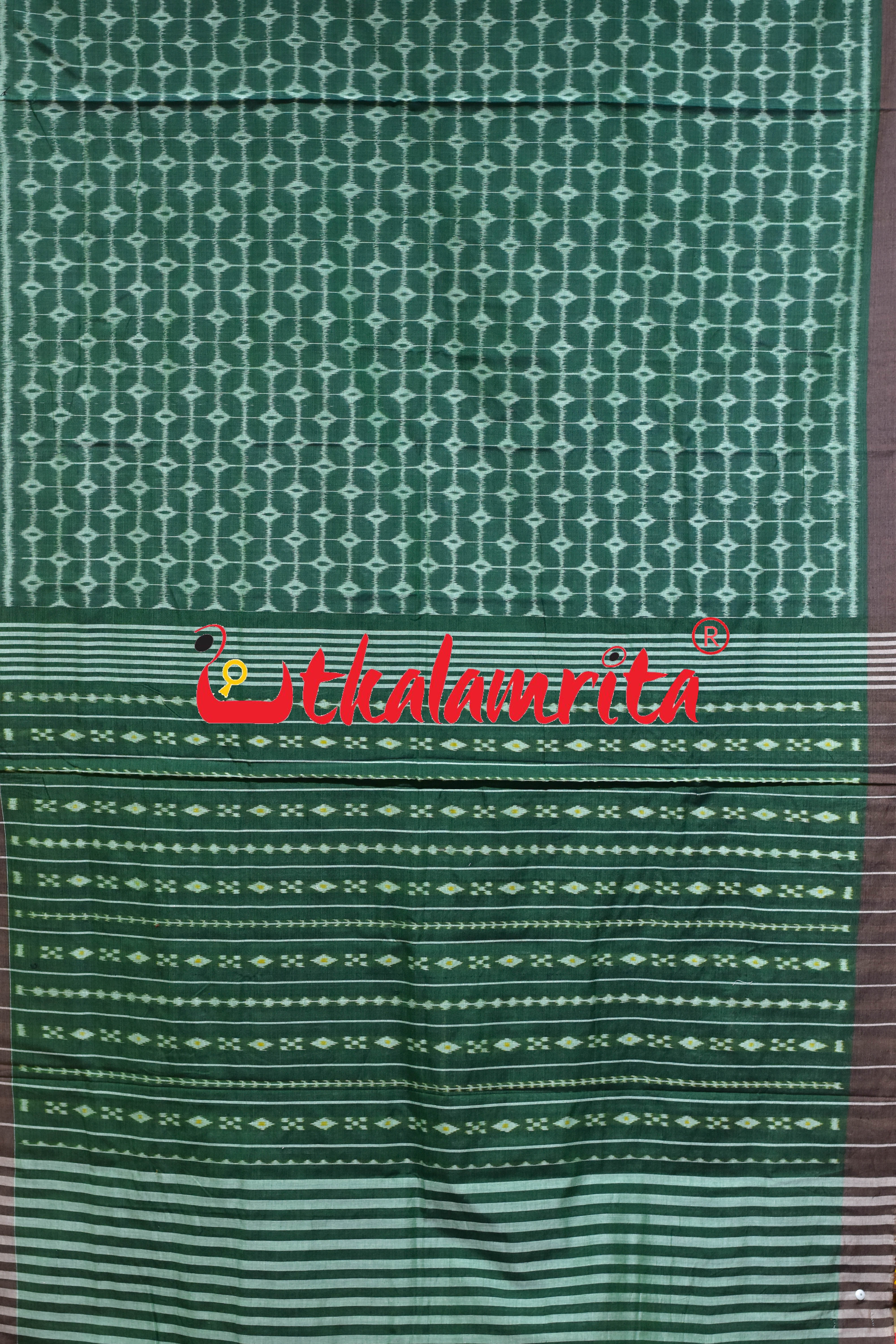 Green Chessboard Khandua Cotton Saree